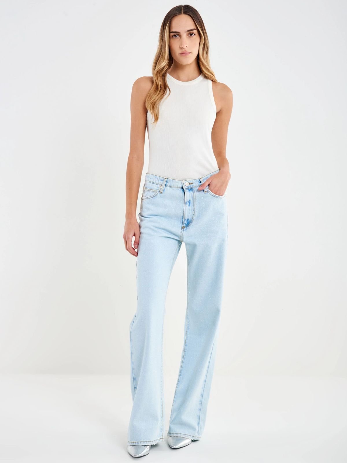 Jeans Zeno Chiaro con Glitter Donna - Vicolo - World Fashion
