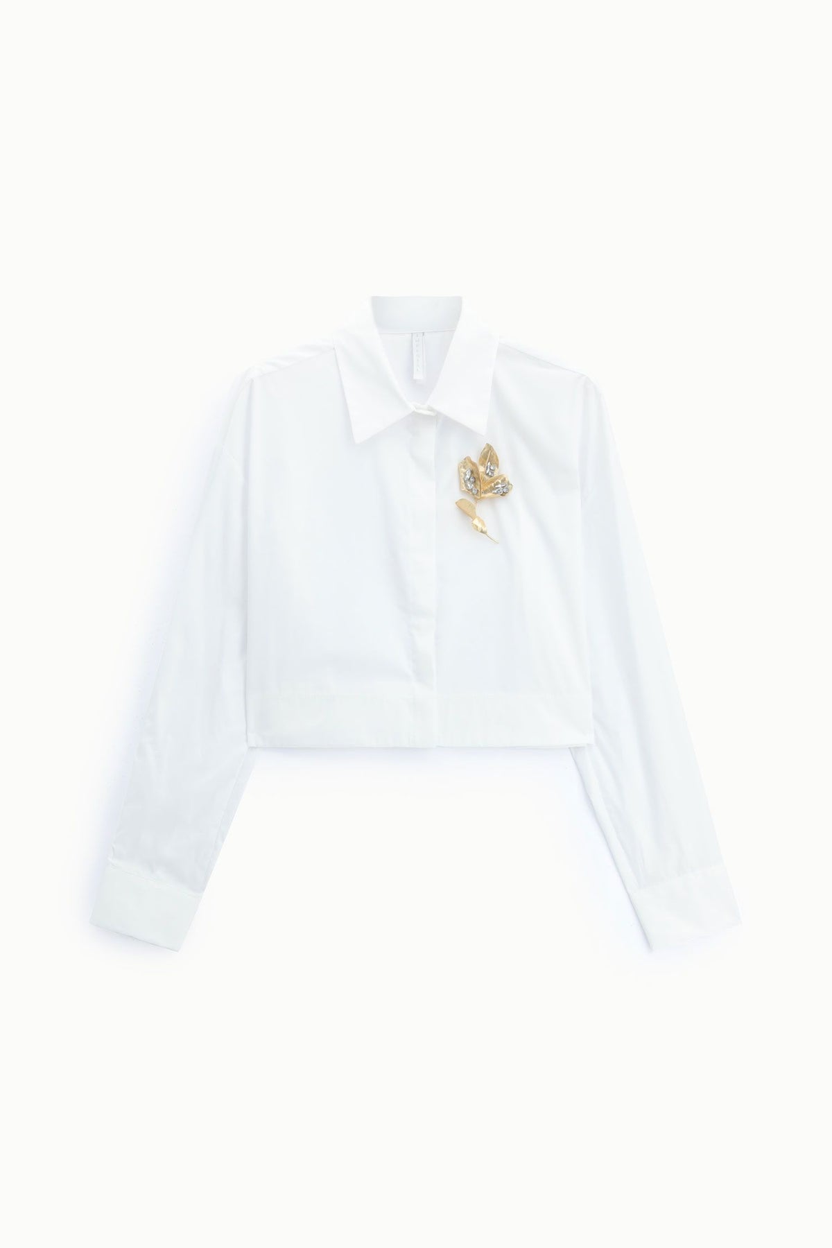 Imperial - Camicia cropped con colletto classico e spilla gioiello - Donna