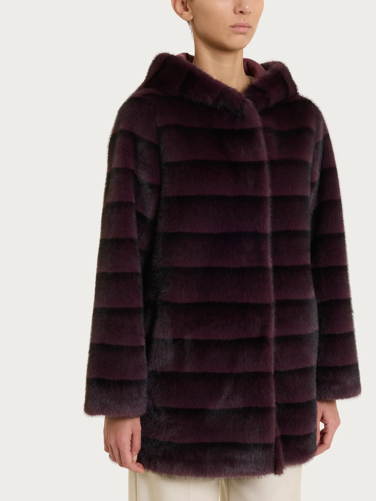 Ragno - Cappotto Double Face Vegan Shearling con Cappuccio - Donna