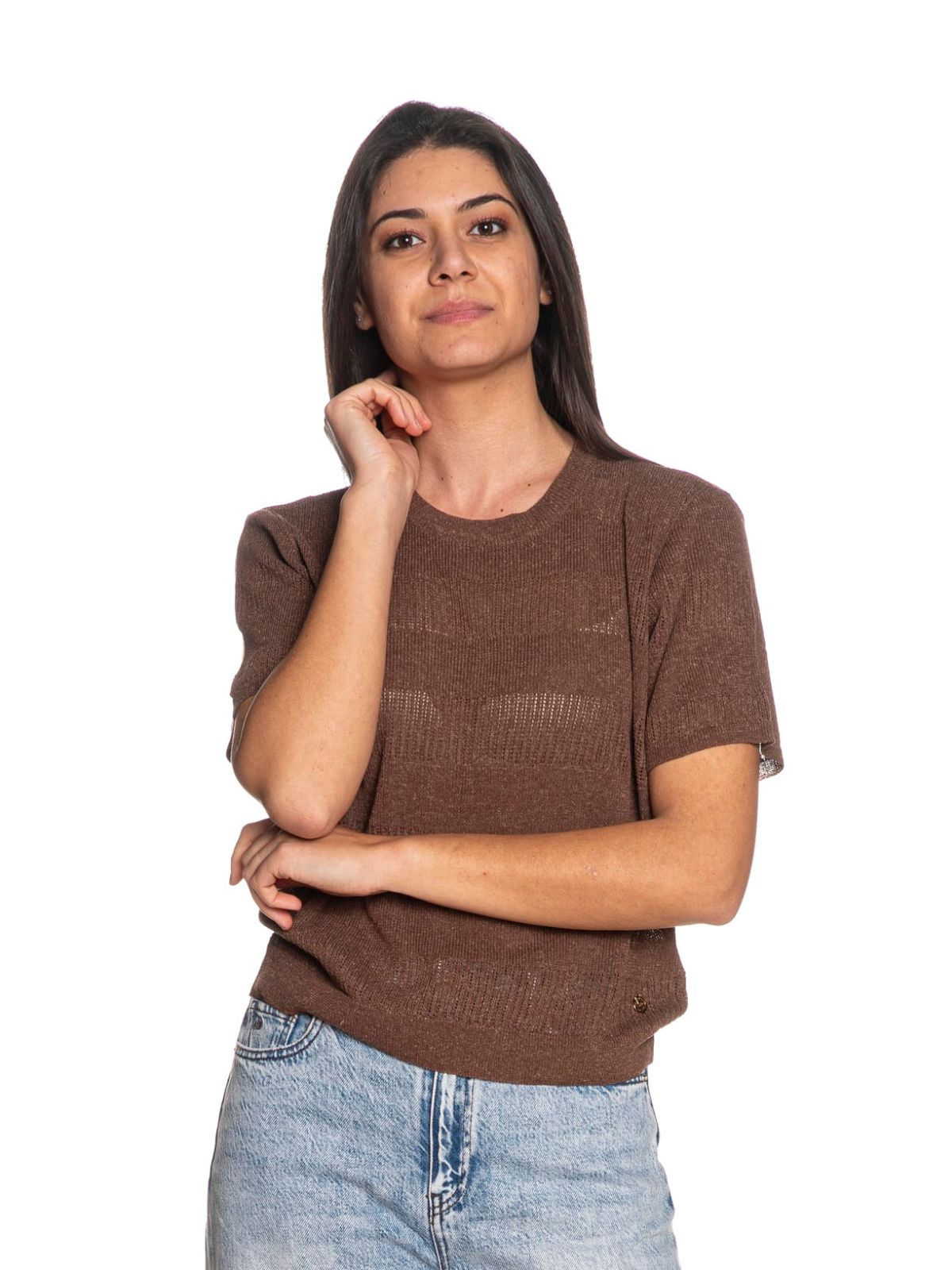 Yes Zee - Maglia Girocollo, M/C - Donna