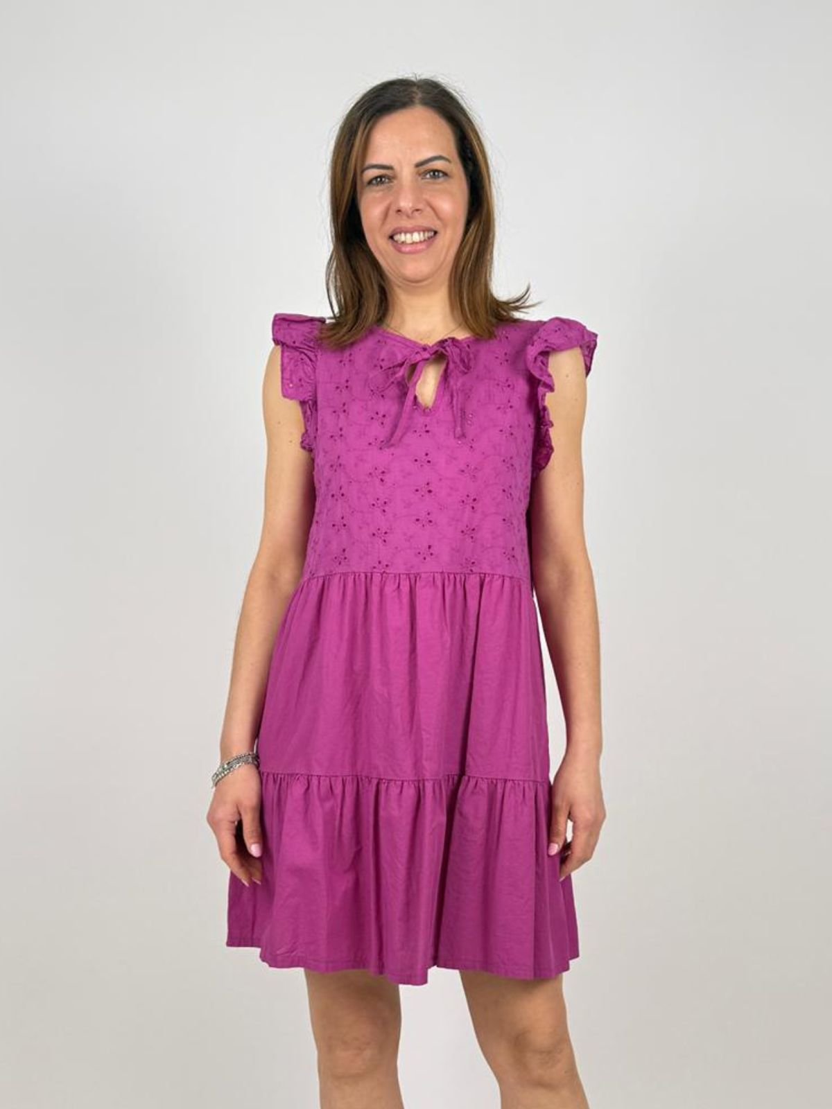 Lolita - Abito Girocollo Corto Con Inserti In Sangallo - Donna - World Fashion