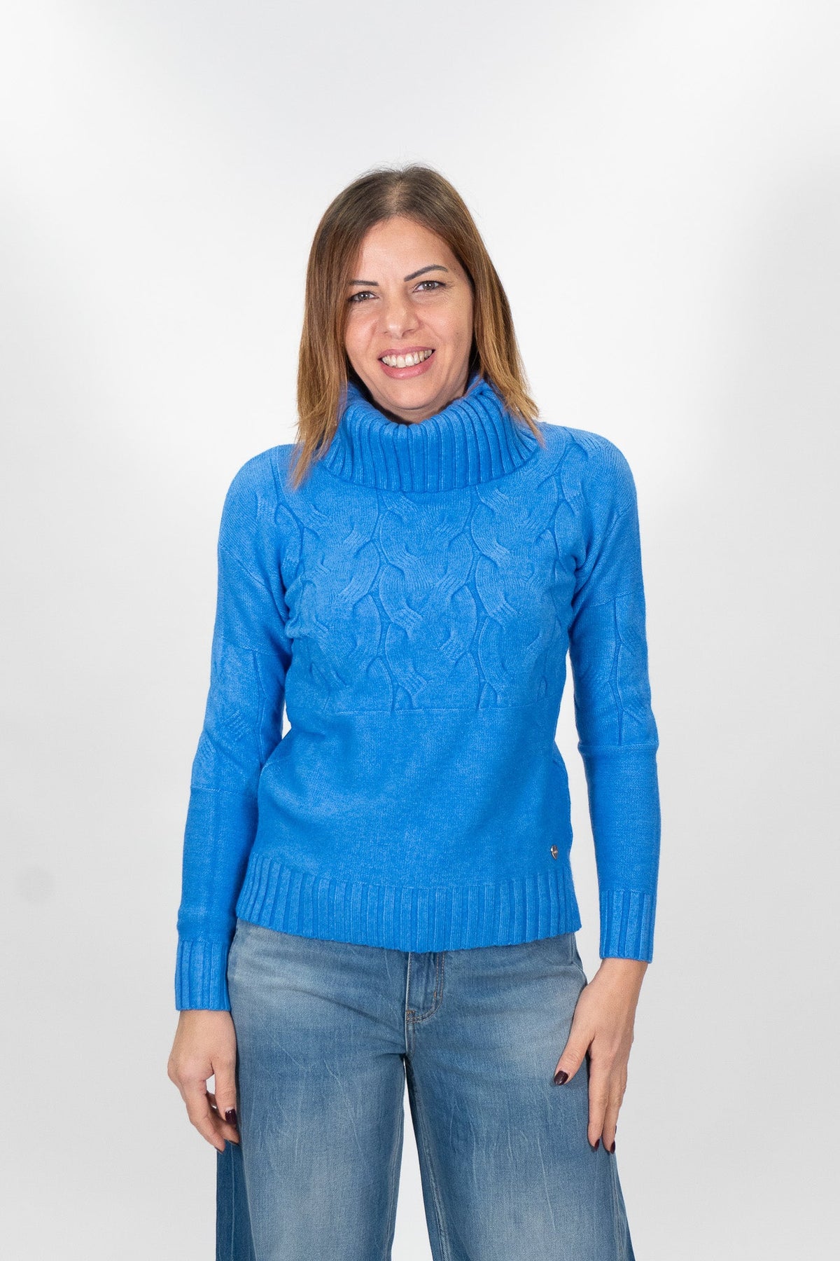 Lolita - Pull collo alto con motivo a treccione - Donna - World Fashion