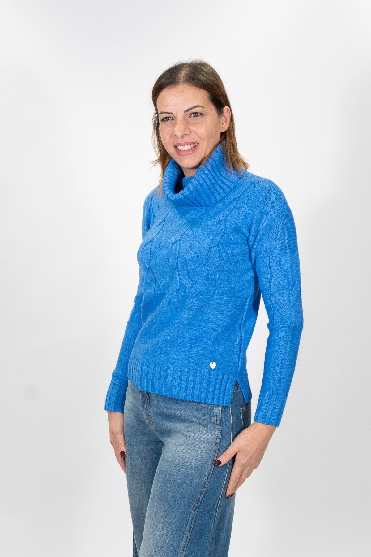 Lolita - Pull collo alto con motivo a treccione - Donna - World Fashion