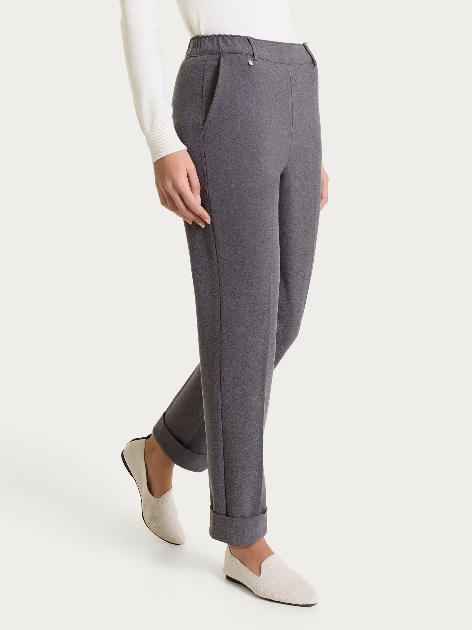 Ragno - Pantalone dritto con tasche in Flannel Twill - Donna