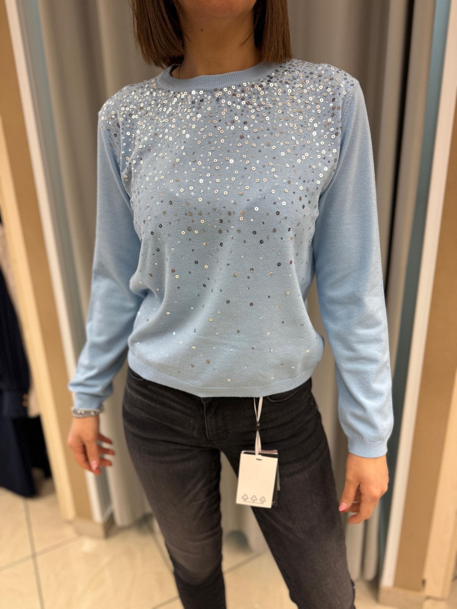 Maglia girocollo con paillettes Donna - RINASCIMENTO - CFM0012037003 - World Fashion