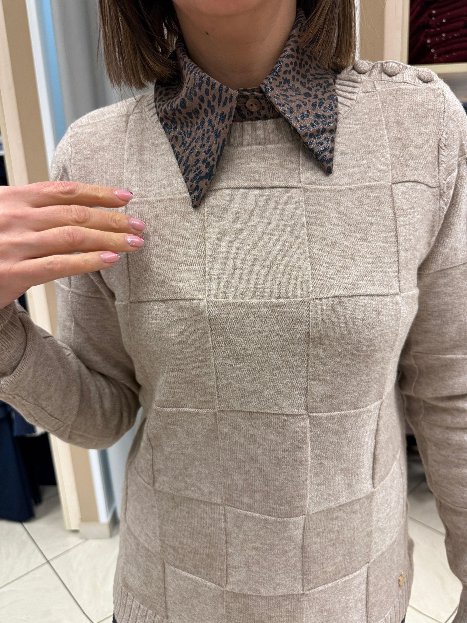 Maglia girocollo motivo quadri Donna - LOLITA - LO25357W - World Fashion