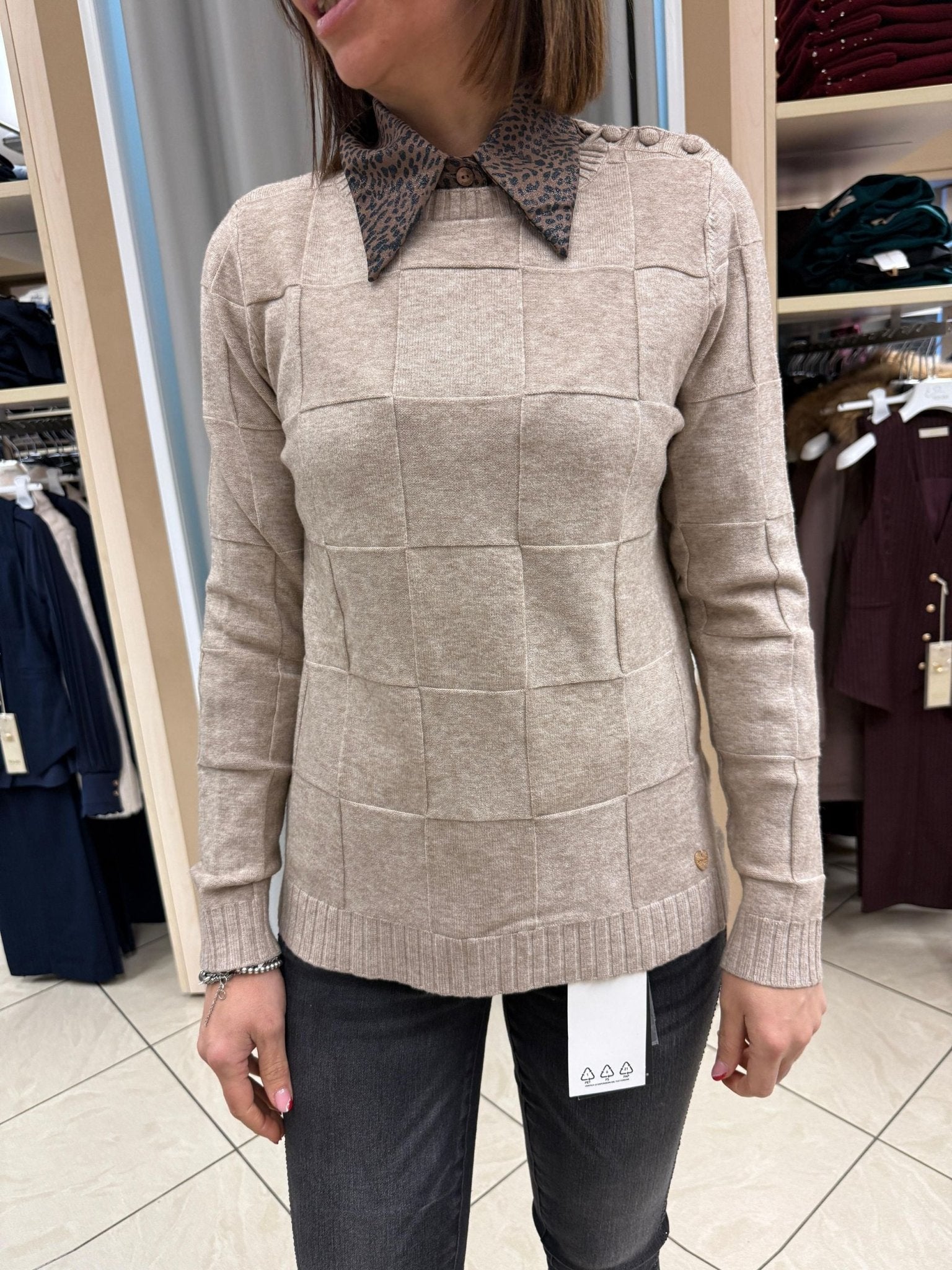 Maglia girocollo motivo quadri Donna - LOLITA - LO25357W - World Fashion