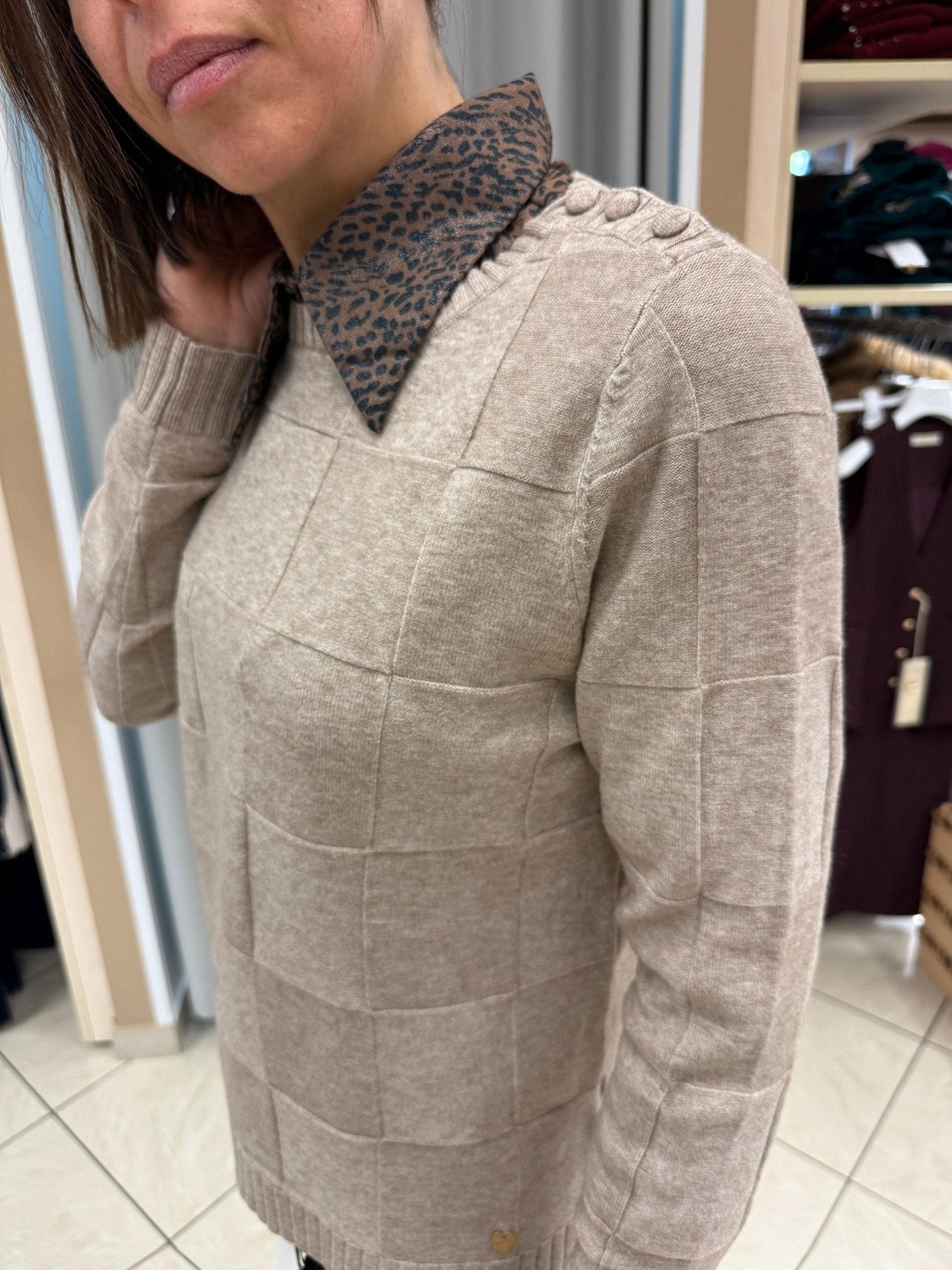 Maglia girocollo motivo quadri Donna - LOLITA - LO25357W - World Fashion