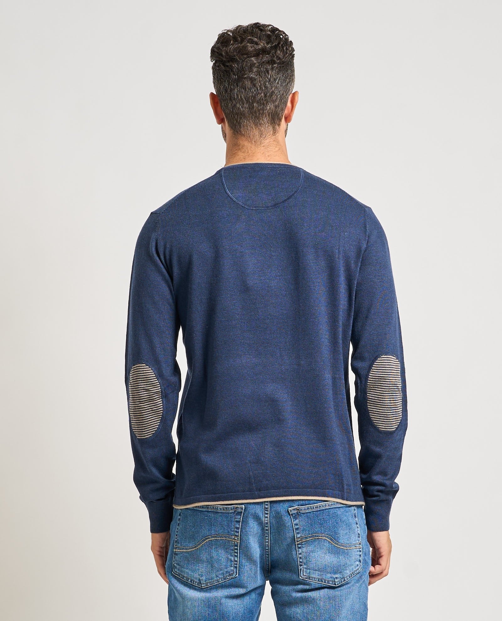 Maglia Girocollo, Toppe Gomito Uomo - Yes Zee - World Fashion