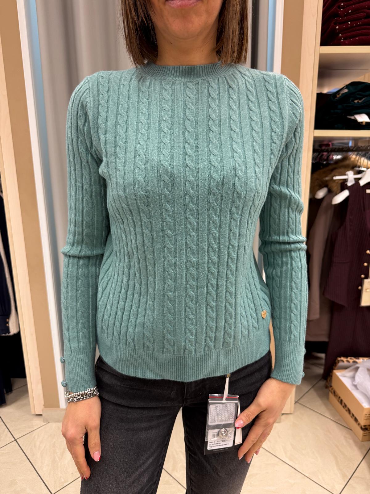 Maglia girocollo trecce bottoni polsi Donna - LOLITA - LO25364W - World Fashion