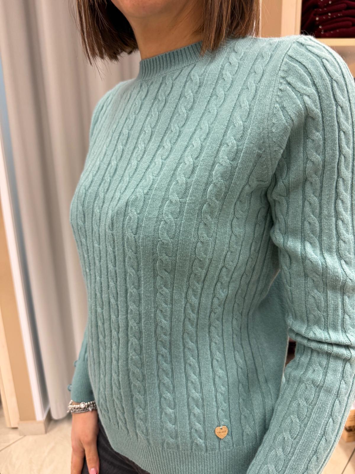 Maglia girocollo trecce bottoni polsi Donna - LOLITA - LO25364W - World Fashion