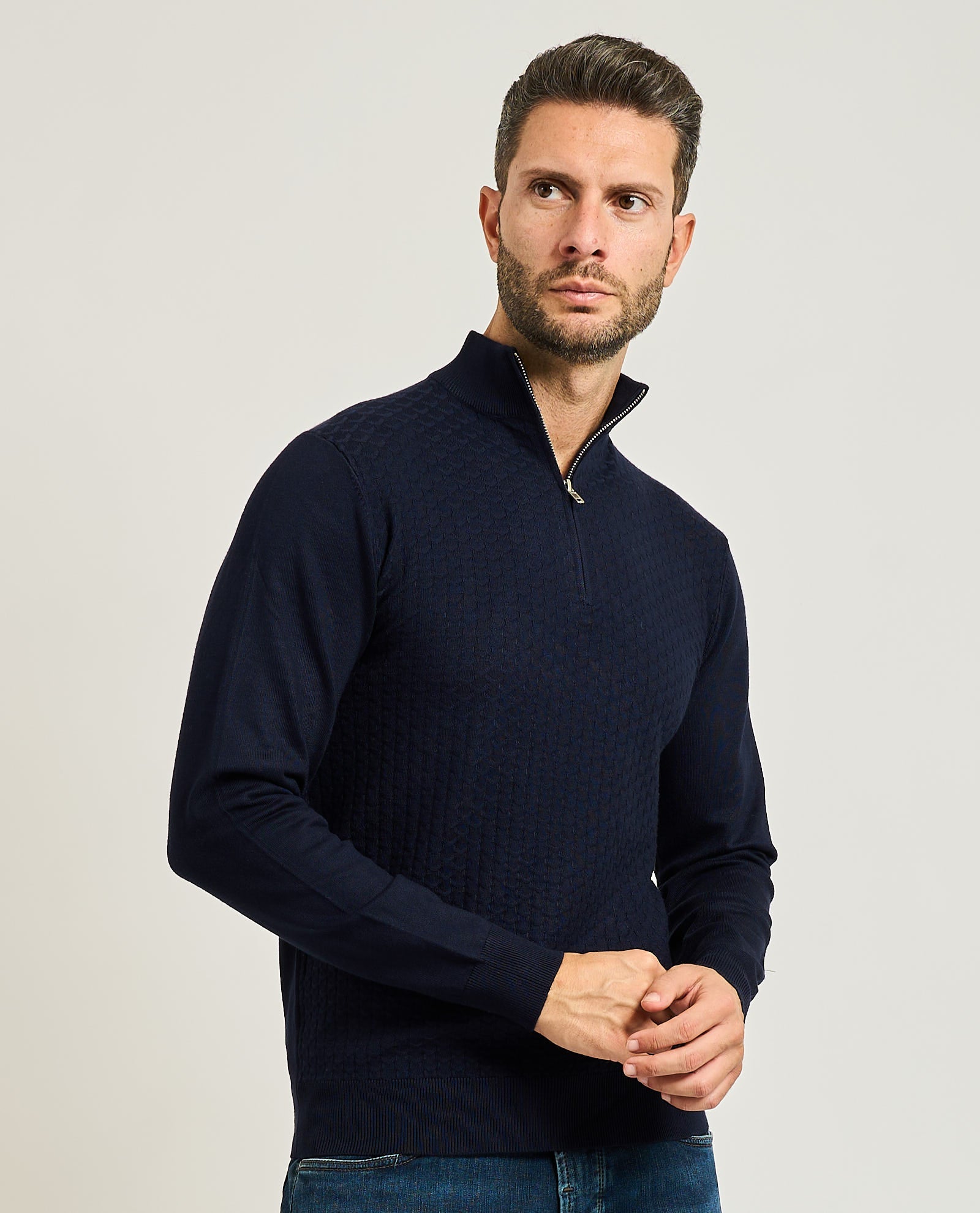 Maglia Lupetto, Mezza Zip Uomo - Yes Zee - World Fashion