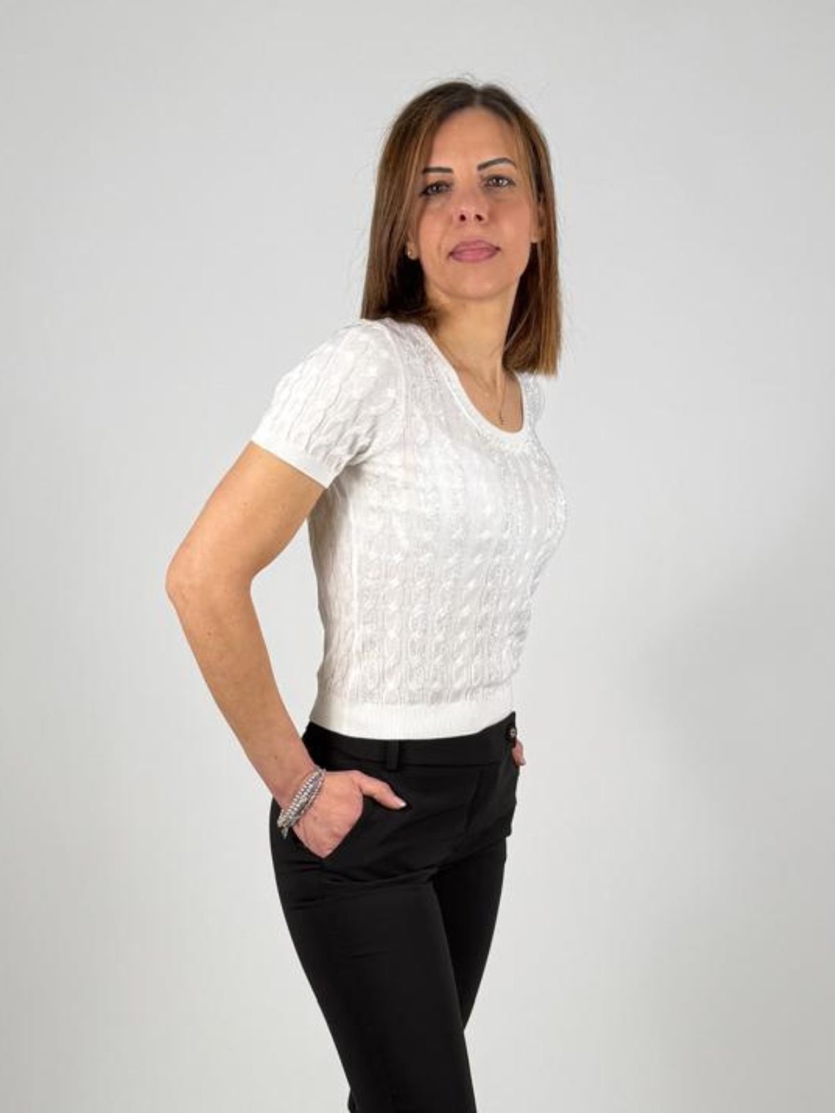 Maglia regular con punto treccia Donna - Fracomina - World Fashion