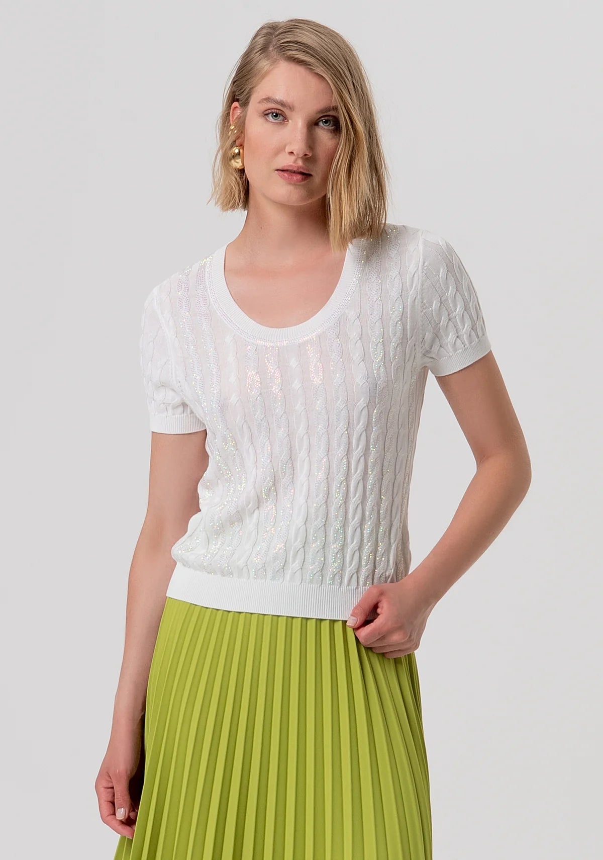 Maglia regular con punto treccia Donna - Fracomina - World Fashion