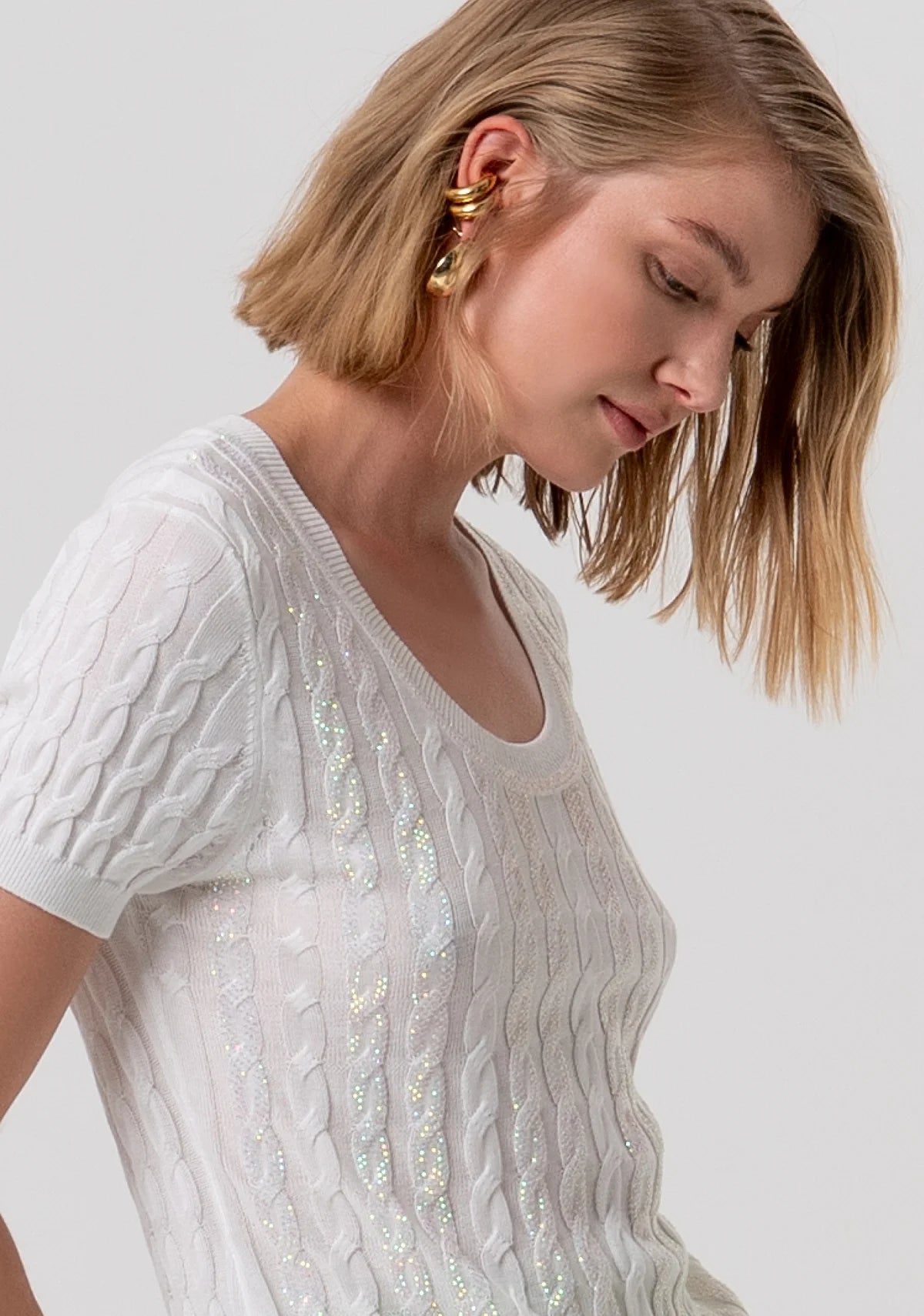 Maglia regular con punto treccia Donna - Fracomina - World Fashion