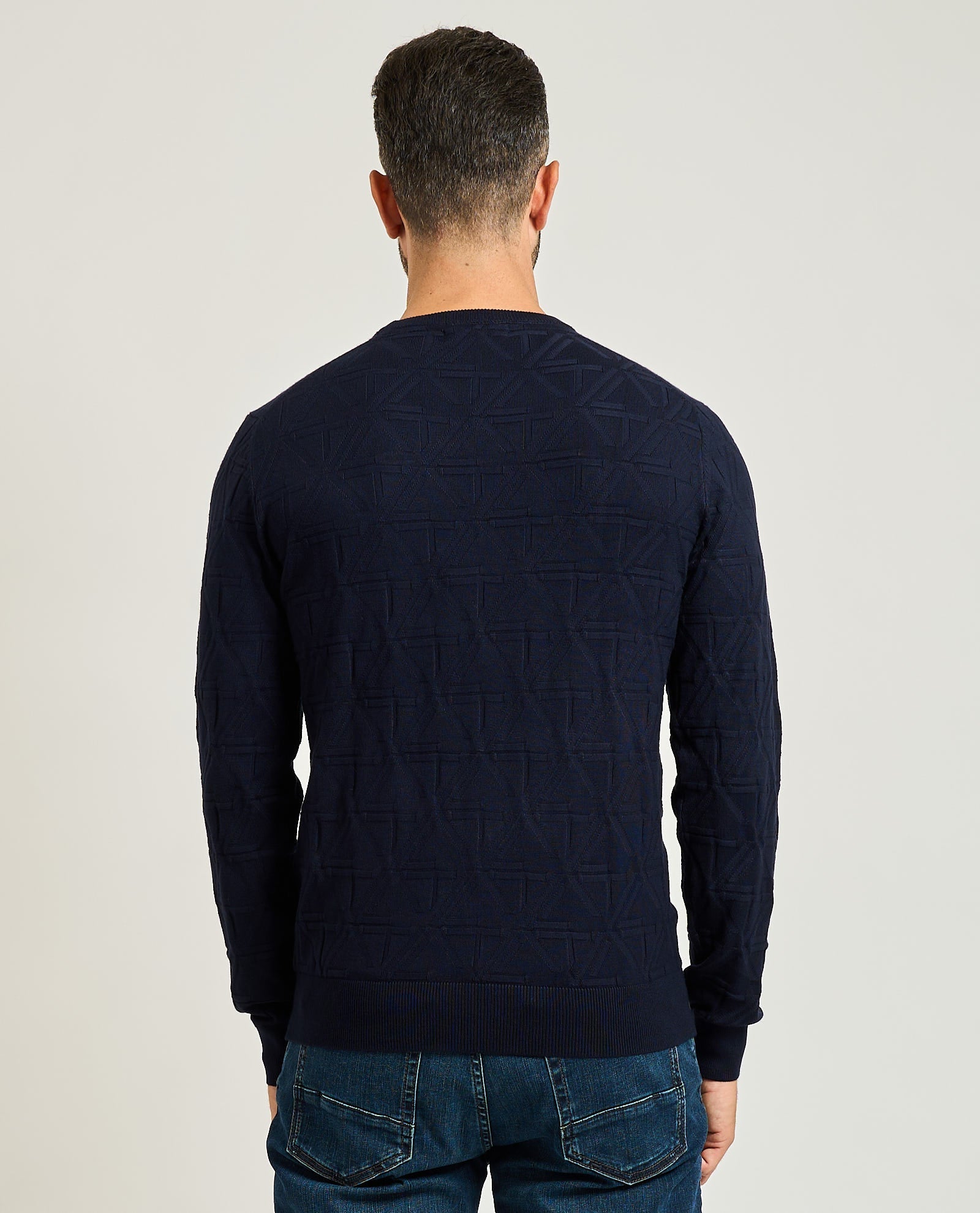 Maglia Uomo Girocollo, Logo Jacquard Uomo - Yes Zee - World Fashion