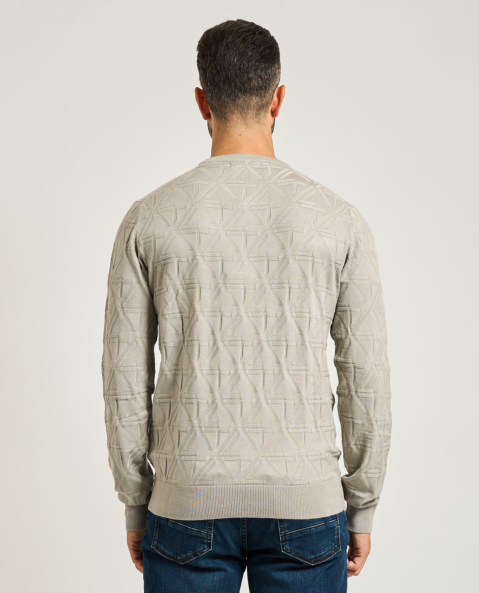 Maglia Uomo Girocollo, Logo Jacquard Uomo - Yes Zee - World Fashion