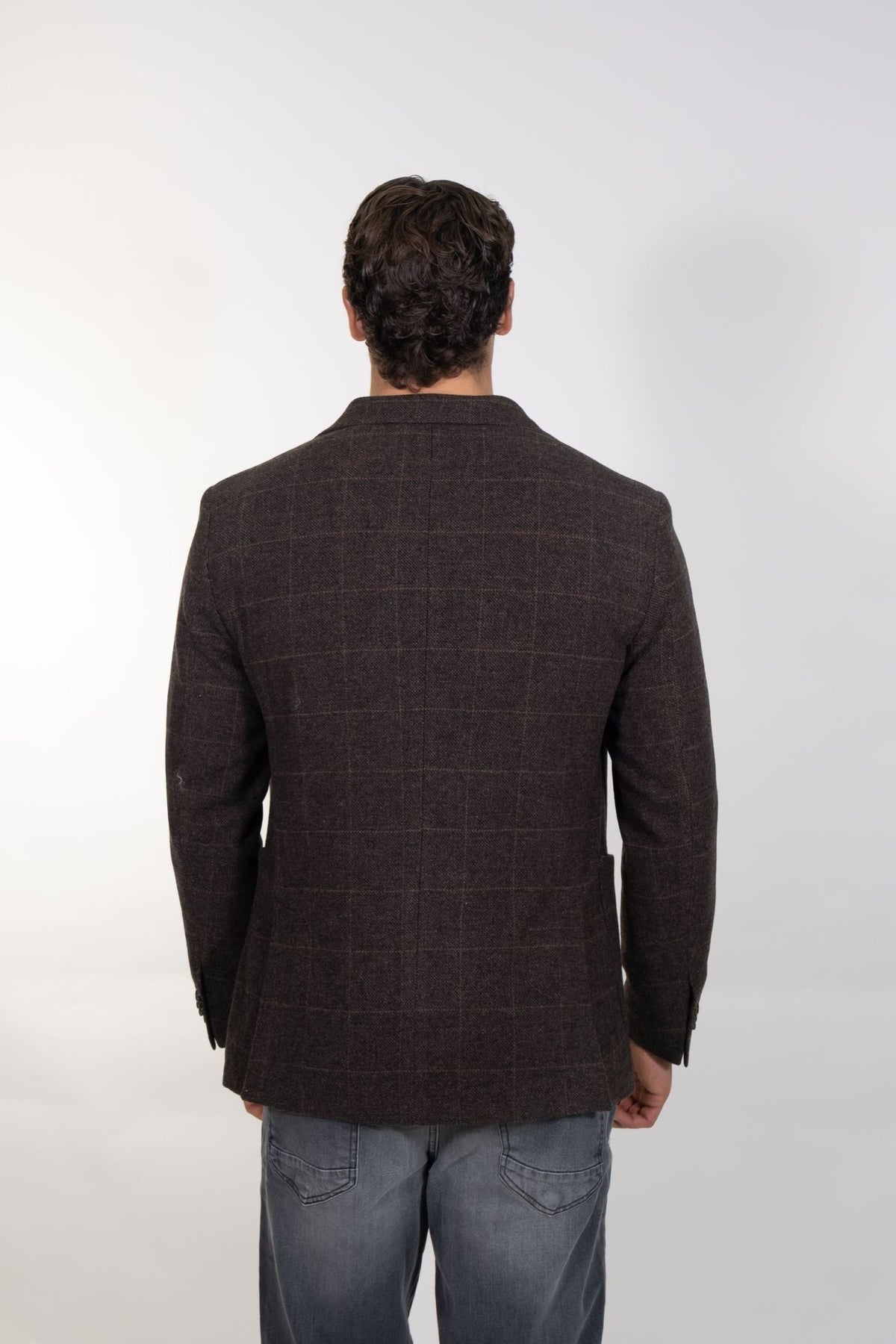 Marco Nils - Giacca uomo monopetto marrone con fantasia a quadri - Uomo - World Fashion