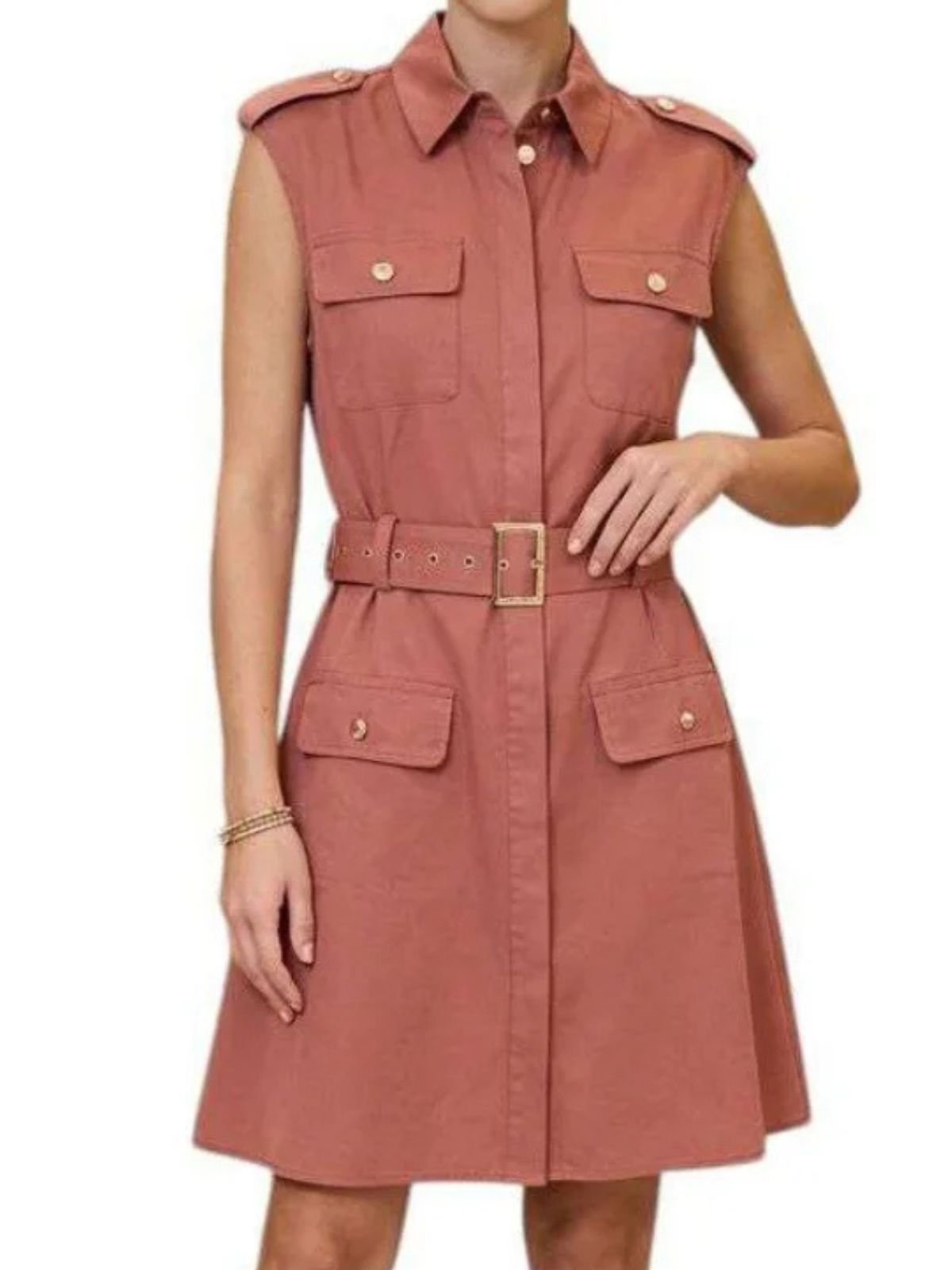 Markup - Abito corto con tasche e cintura. - Donna - World Fashion