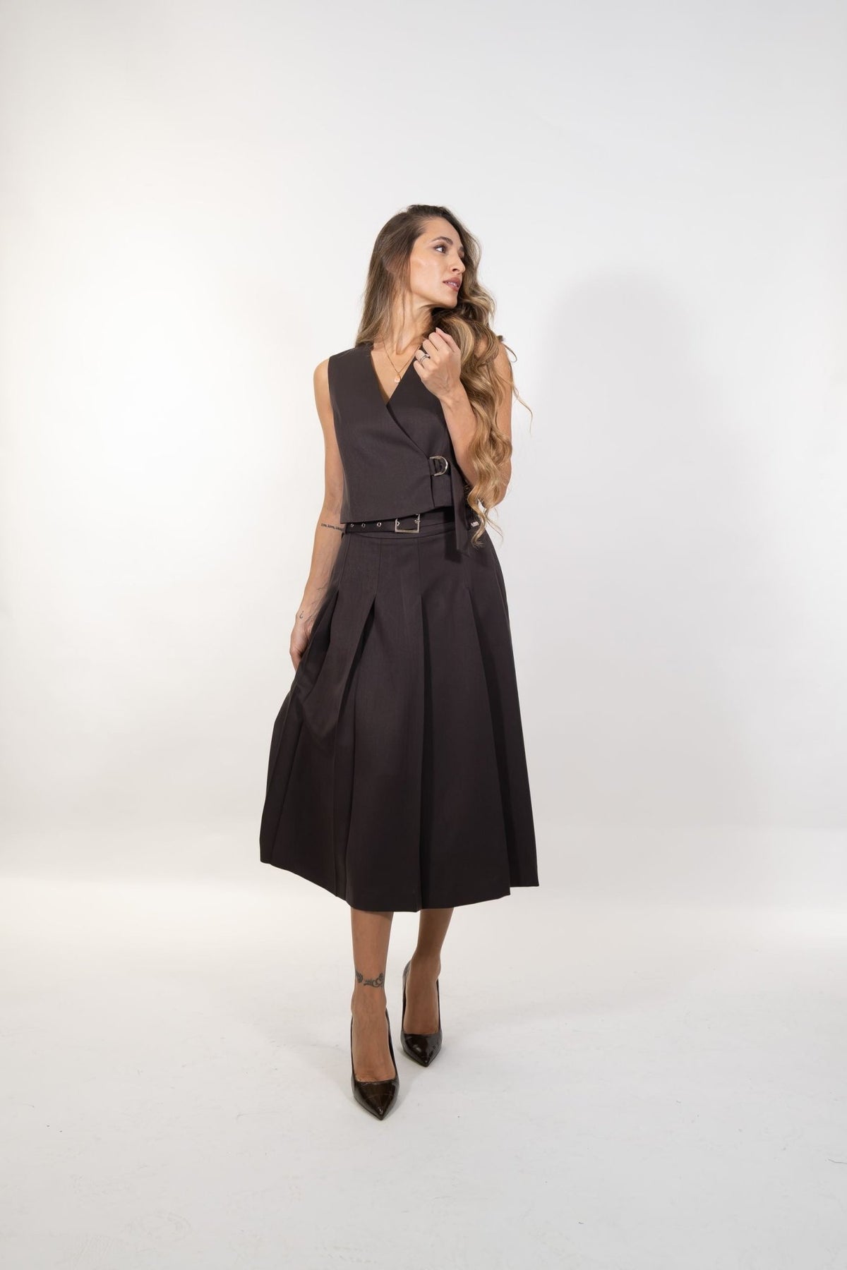 Markup - Gonna Midi Pieghe Flanella Pettinata - Donna - World Fashion