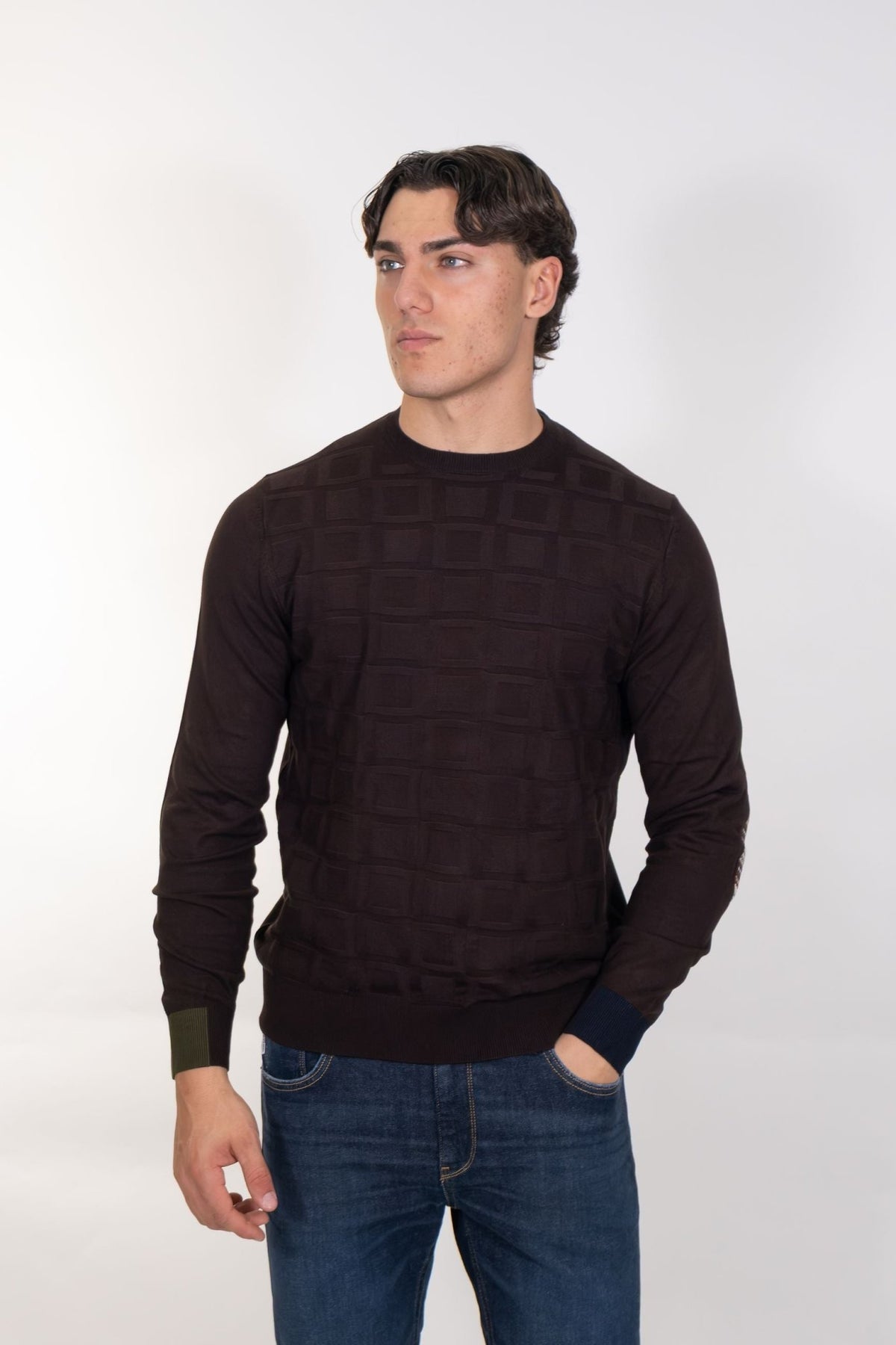 Markup - Maglia con punto quadrato e toppe - Uomo - World Fashion