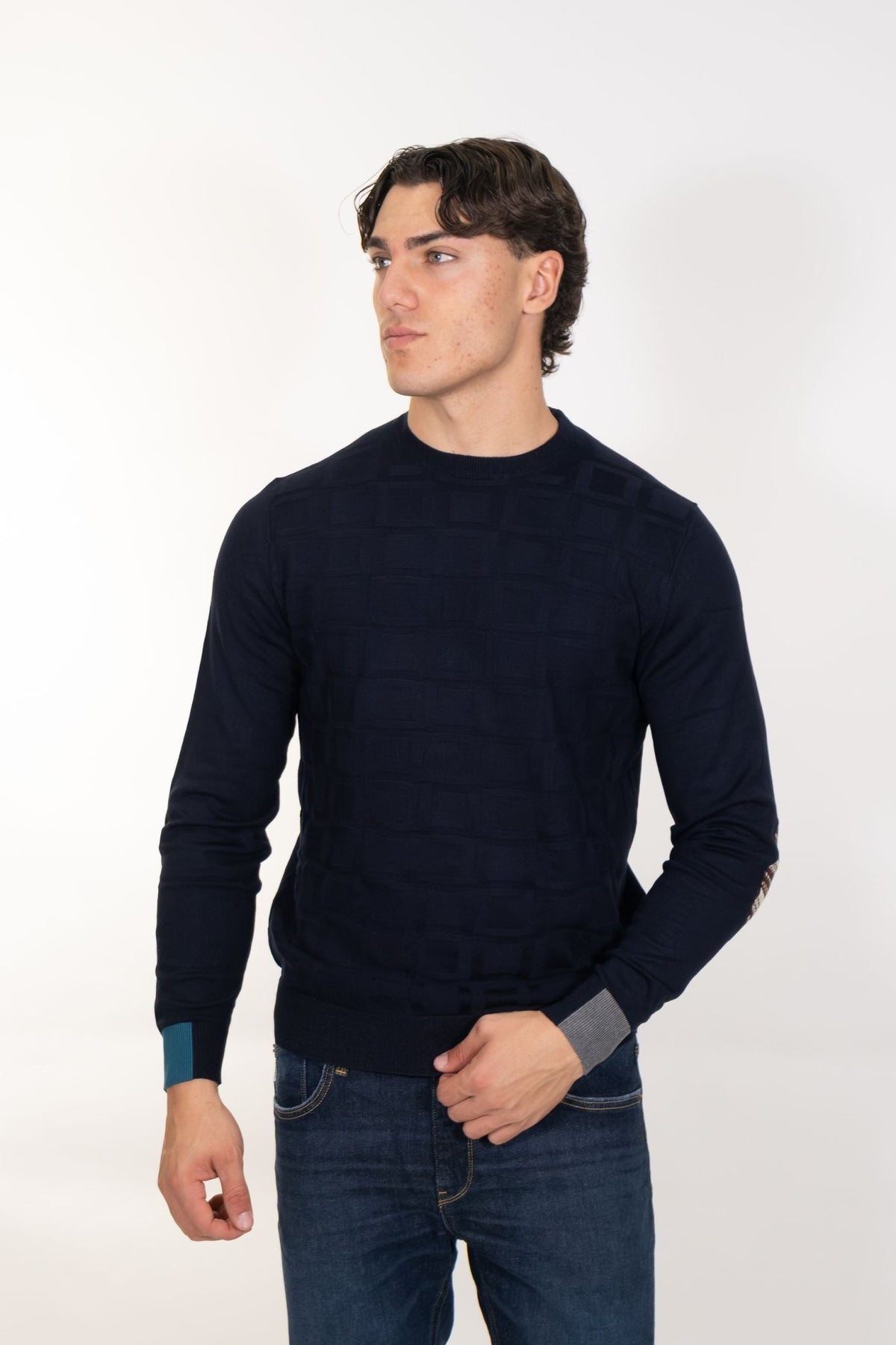 Markup - Maglia con punto quadrato e toppe - Uomo - World Fashion