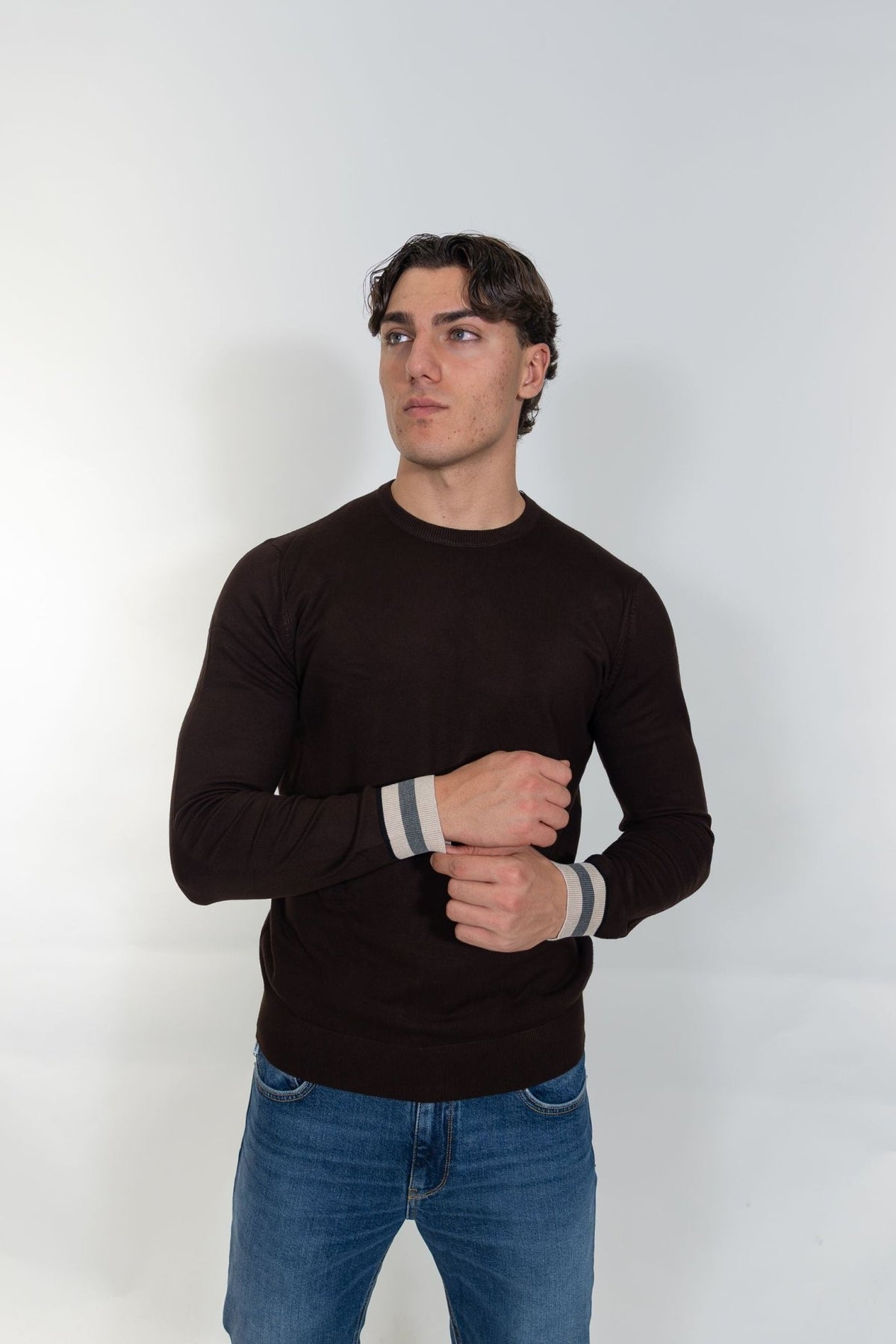 Markup - Maglia girocollo in misto viscosa con contrasti - Uomo - World Fashion