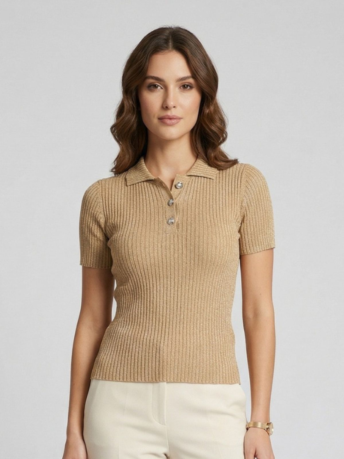 Markup - Maglia polo in misto viscosa lurex - Donna - World Fashion