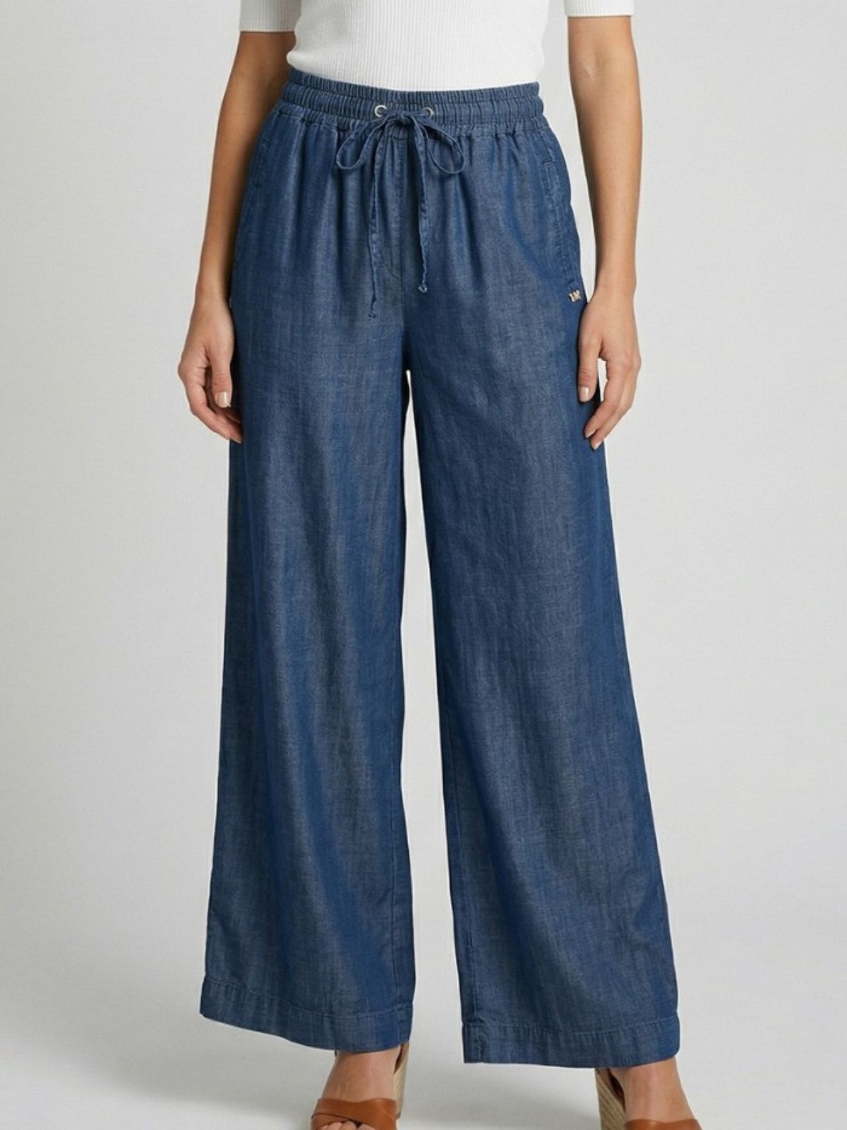 Markup - Pantapalazzo con coulisse effetto denim - Donna - World Fashion