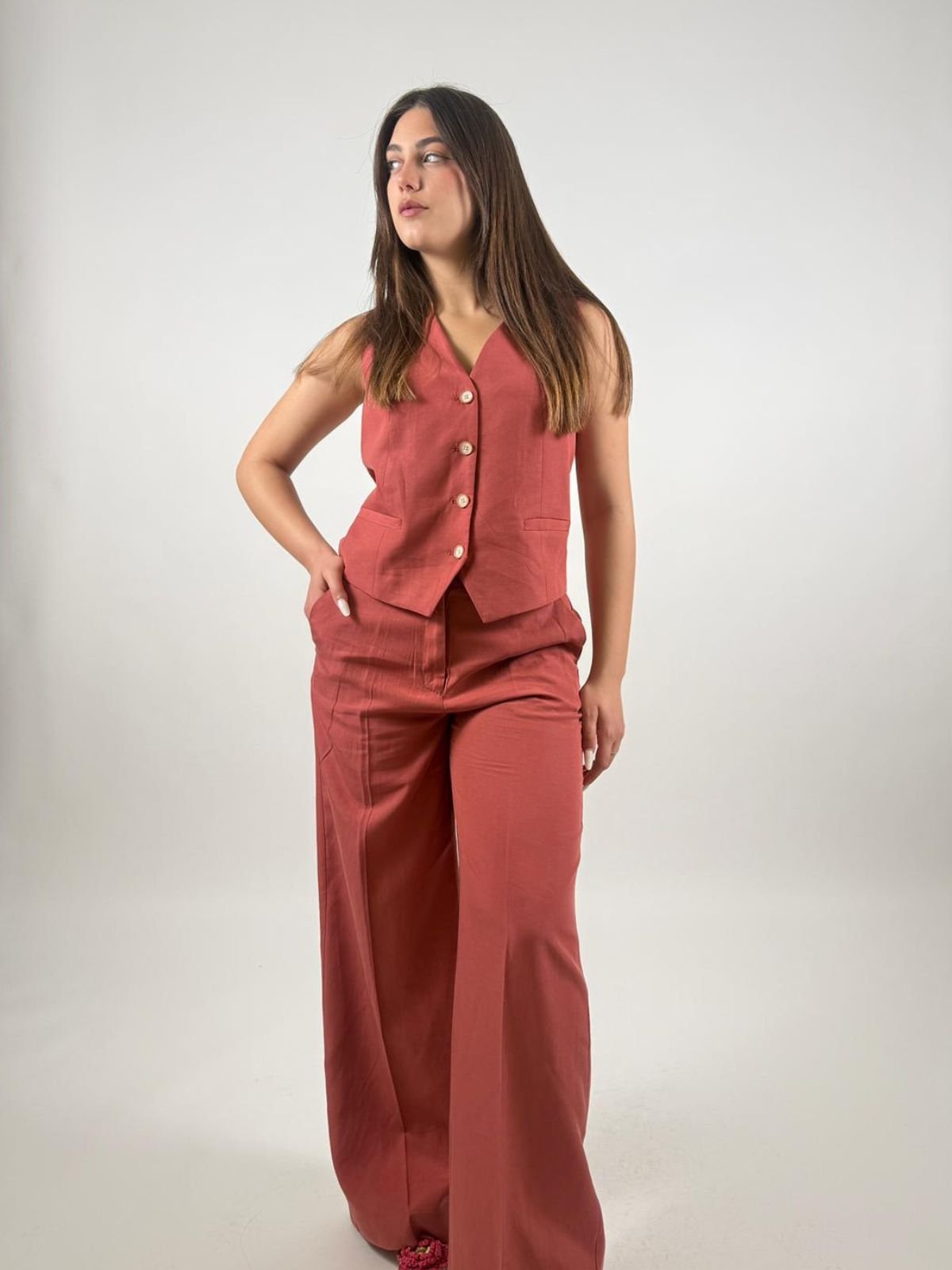 Markup - Pantapalazzo In Misto Lino - Donna - World Fashion