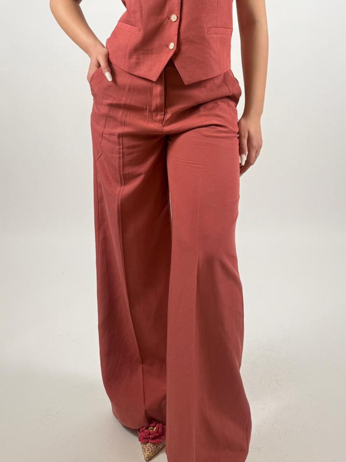 Markup - Pantapalazzo In Misto Lino - Donna - World Fashion