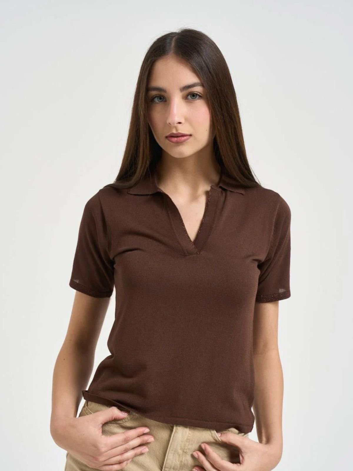 Markup - Polo donna scollo a V - Donna - World Fashion