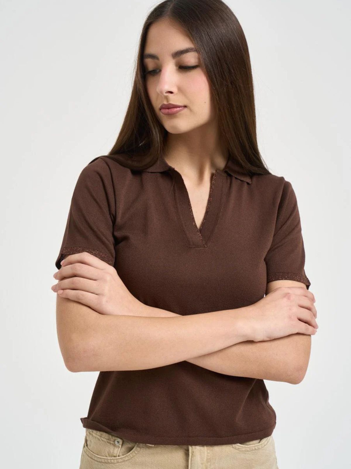 Markup - Polo donna scollo a V - Donna - World Fashion