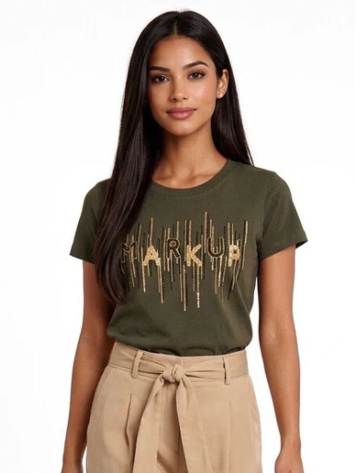 Markup - T-Shirt Con Stampa E Strass - Donna - World Fashion