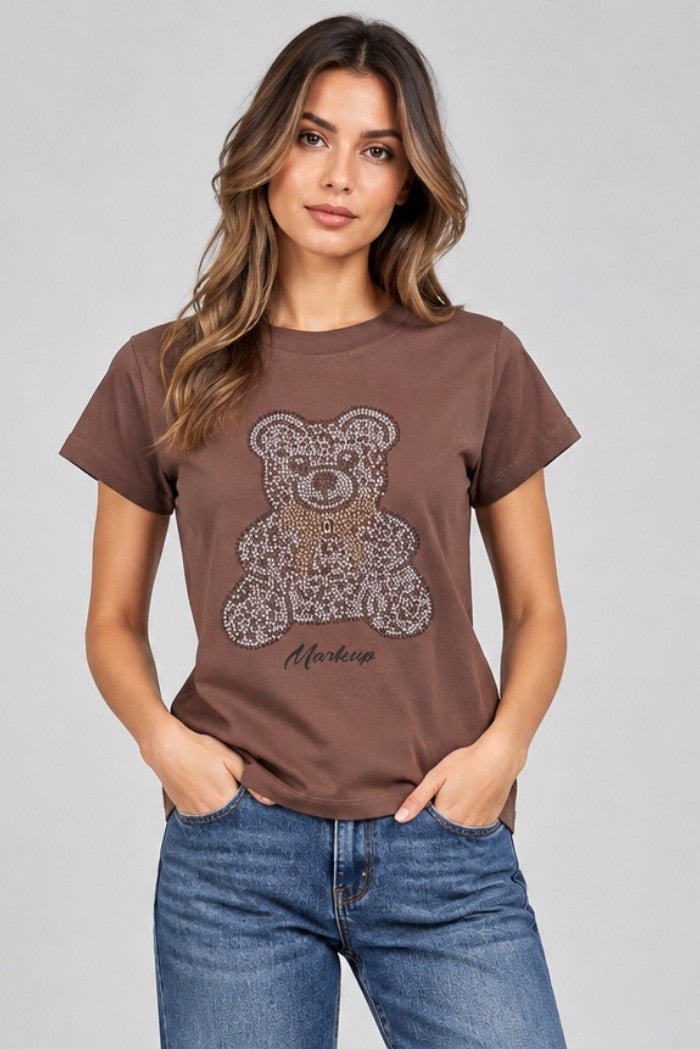 Markup - T-shirt girocollo con strass - Donna - World Fashion