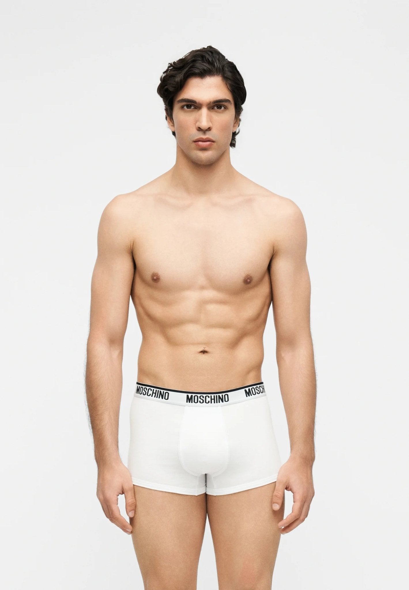Moschino - Box Moschino con elastico in vita, confezione da 3 pezzi Bianco, nero e azzurro con logo - Uomo - World Fashion