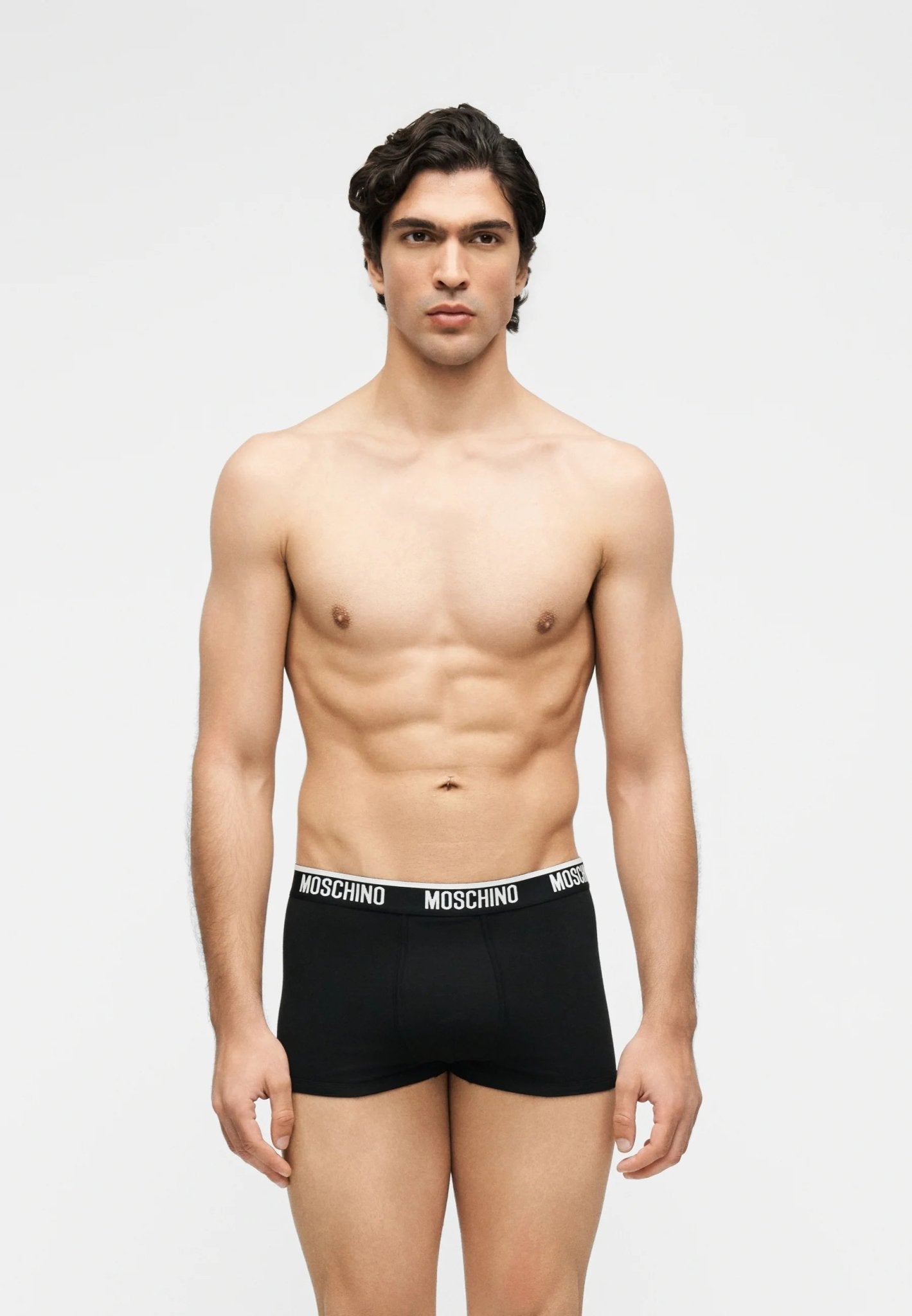 Moschino - Box Moschino con elastico in vita, confezione da 3 pezzi Bianco, nero e azzurro con logo - Uomo - World Fashion