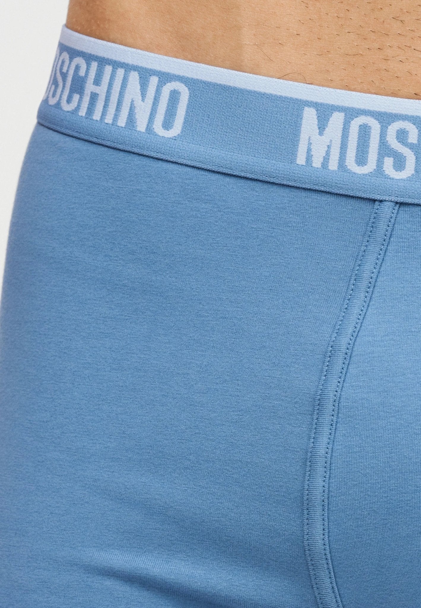 Moschino - Box Moschino con elastico in vita, confezione da 3 pezzi Bianco, nero e azzurro con logo - Uomo - World Fashion