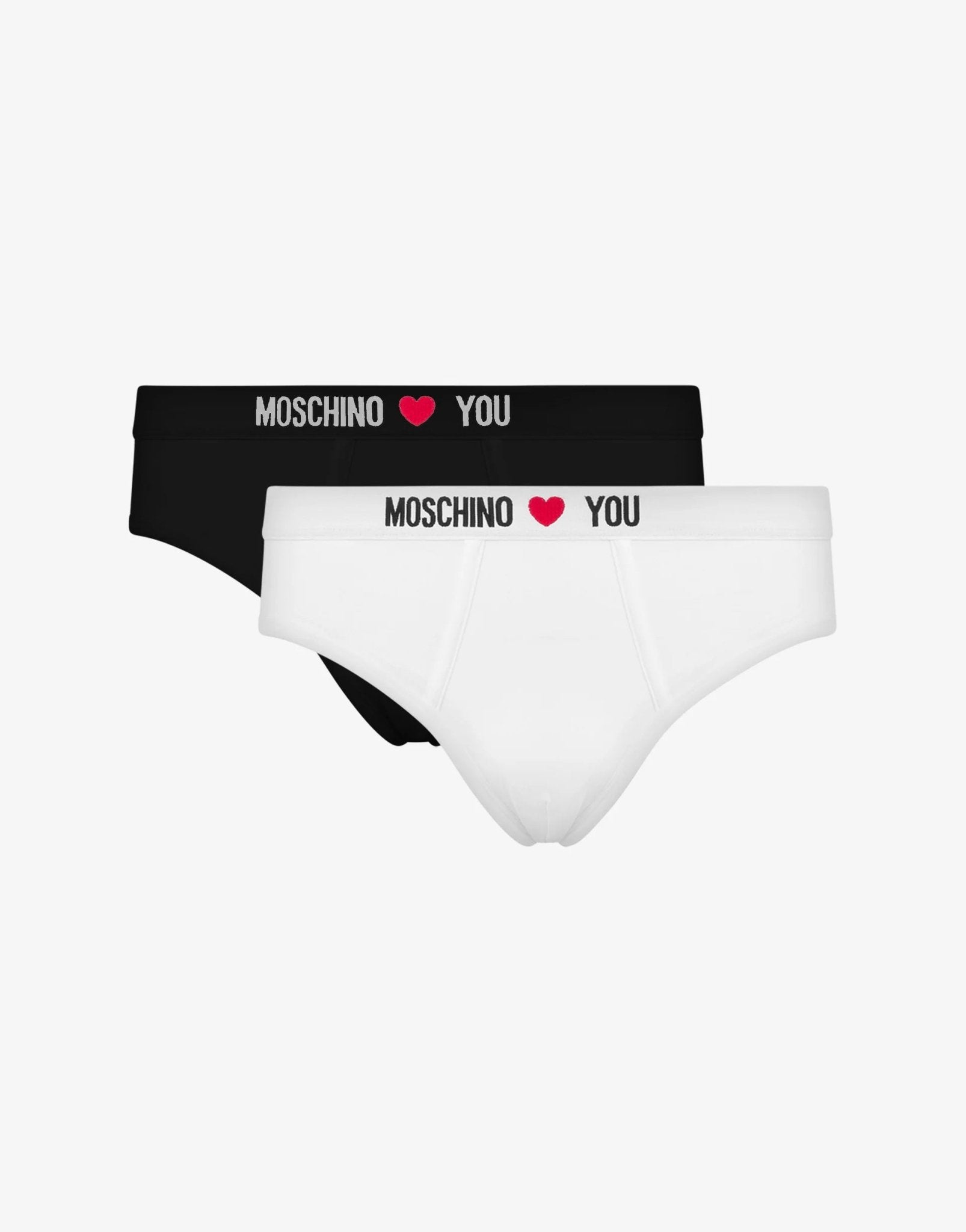 Moschino - Set di 2 slip in jersey di cotone stretch con elastico personalizzato - Uomo - World Fashion