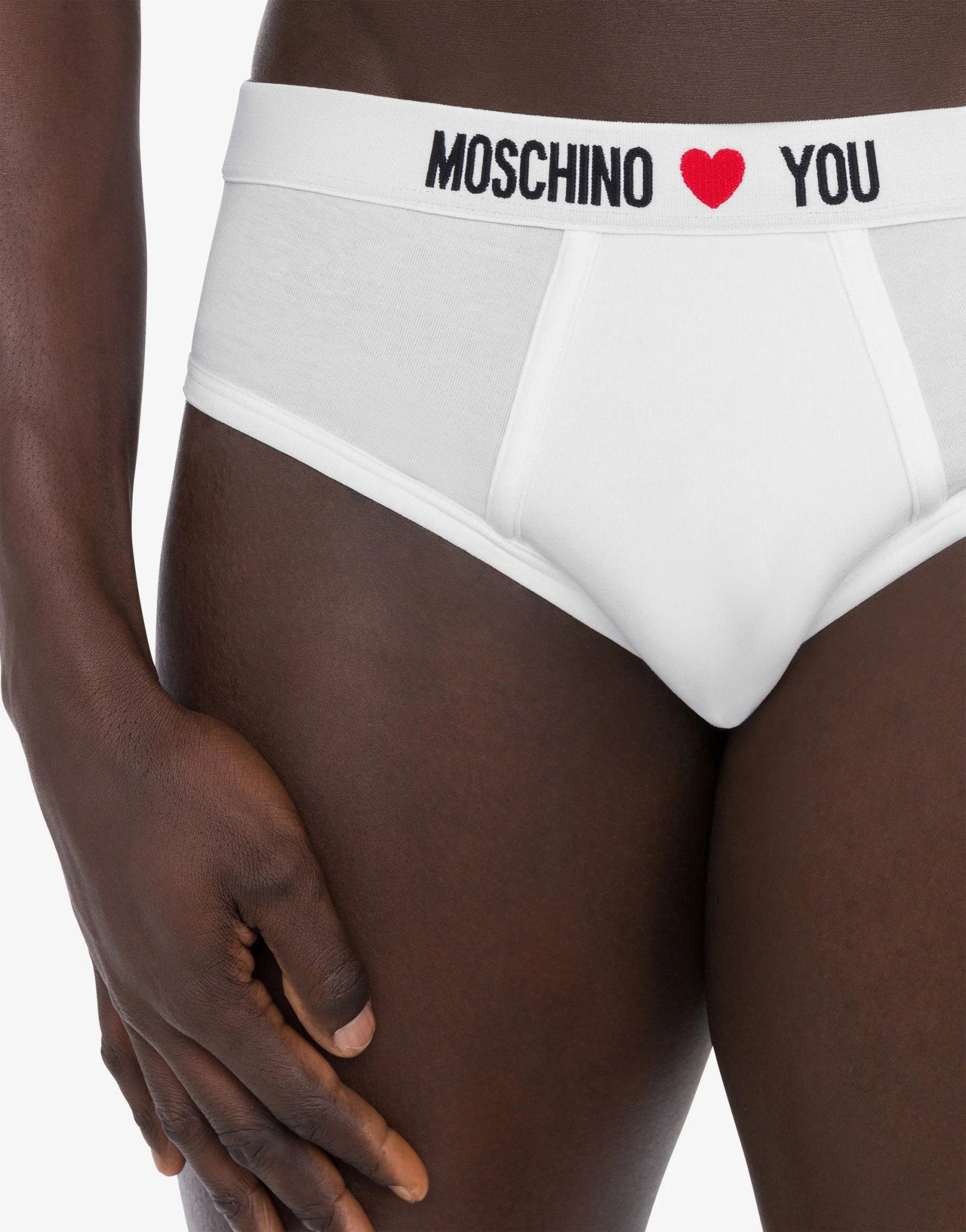 Moschino - Set di 2 slip in jersey di cotone stretch con elastico personalizzato - Uomo - World Fashion