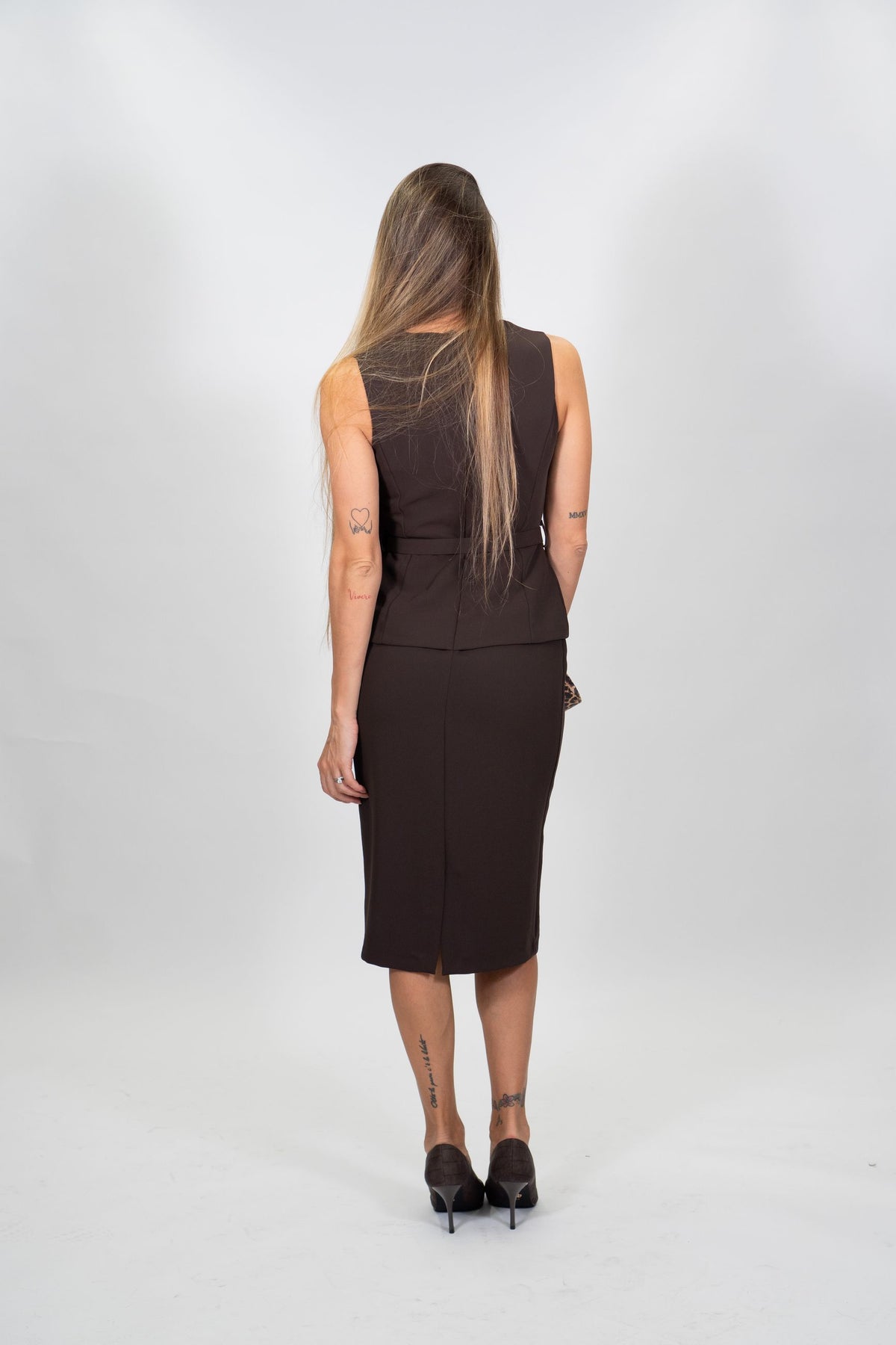 Rinascimento - Abito in cadi effetto 2 pezzi con cintura - Donna