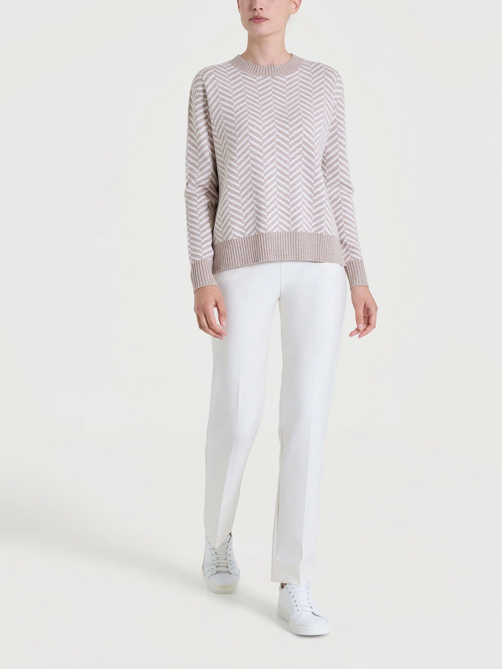 Ragno - Maglia girocollo con fantasia spigata in Super Soft - Donna