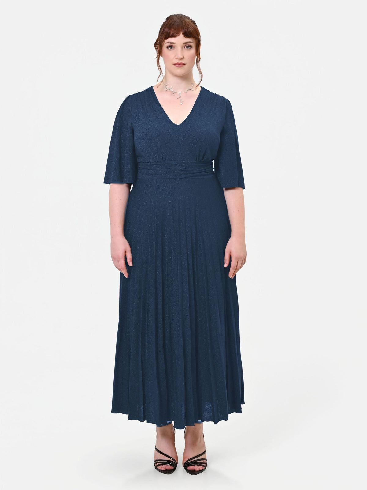 Rinascimento Curvy - Abito Plissettato Con Micro-Glitter - Donna