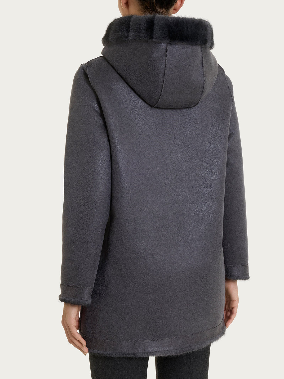 Ragno - Cappotto Double Face Vegan Shearling con Cappuccio - Donna