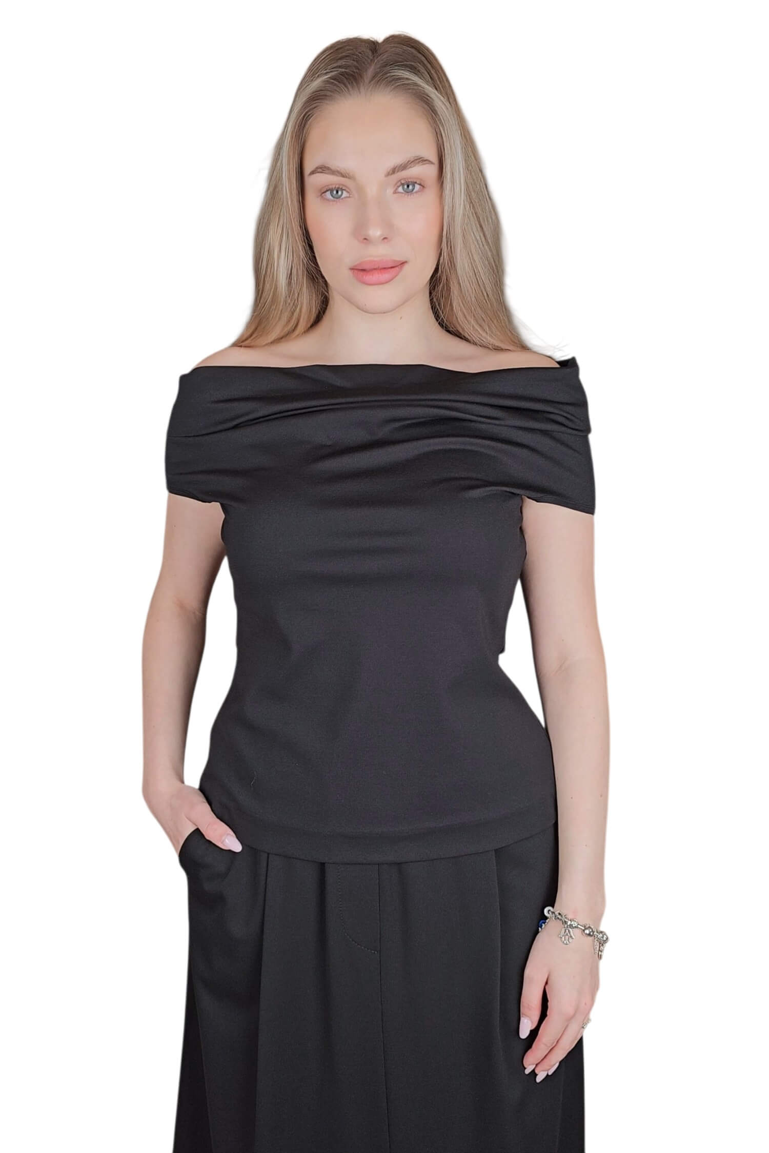 Imperial - Top scollo a barca modello giromanica - Donna
