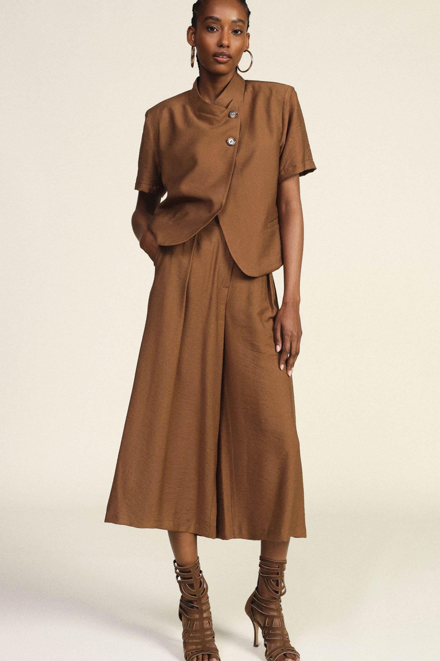 Dixie - Pantaloni palazzo cropped con pinces e tasche - Donna