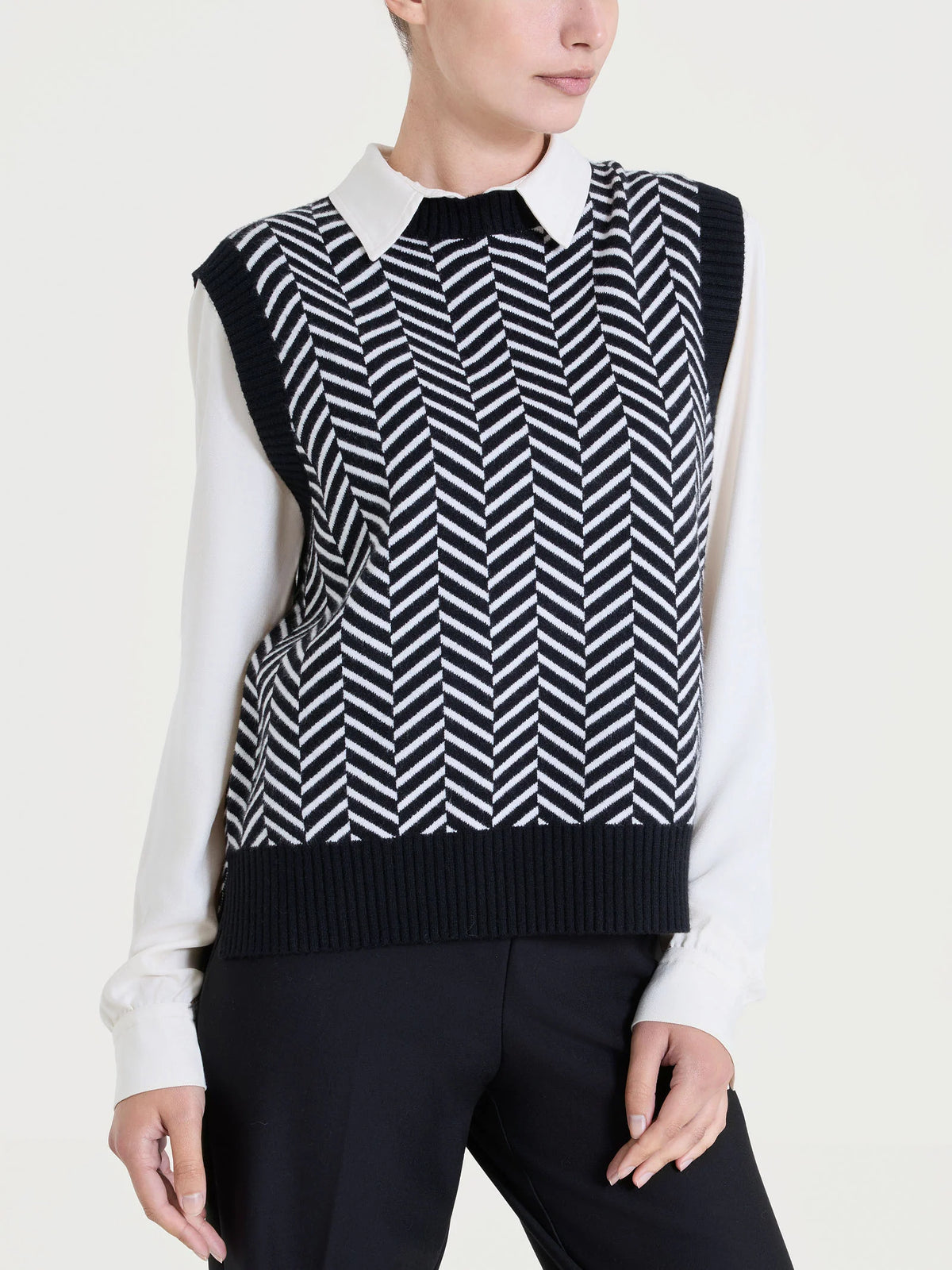 Ragno - Maglia smanicata con fantasia spigata in Super Soft - Donna