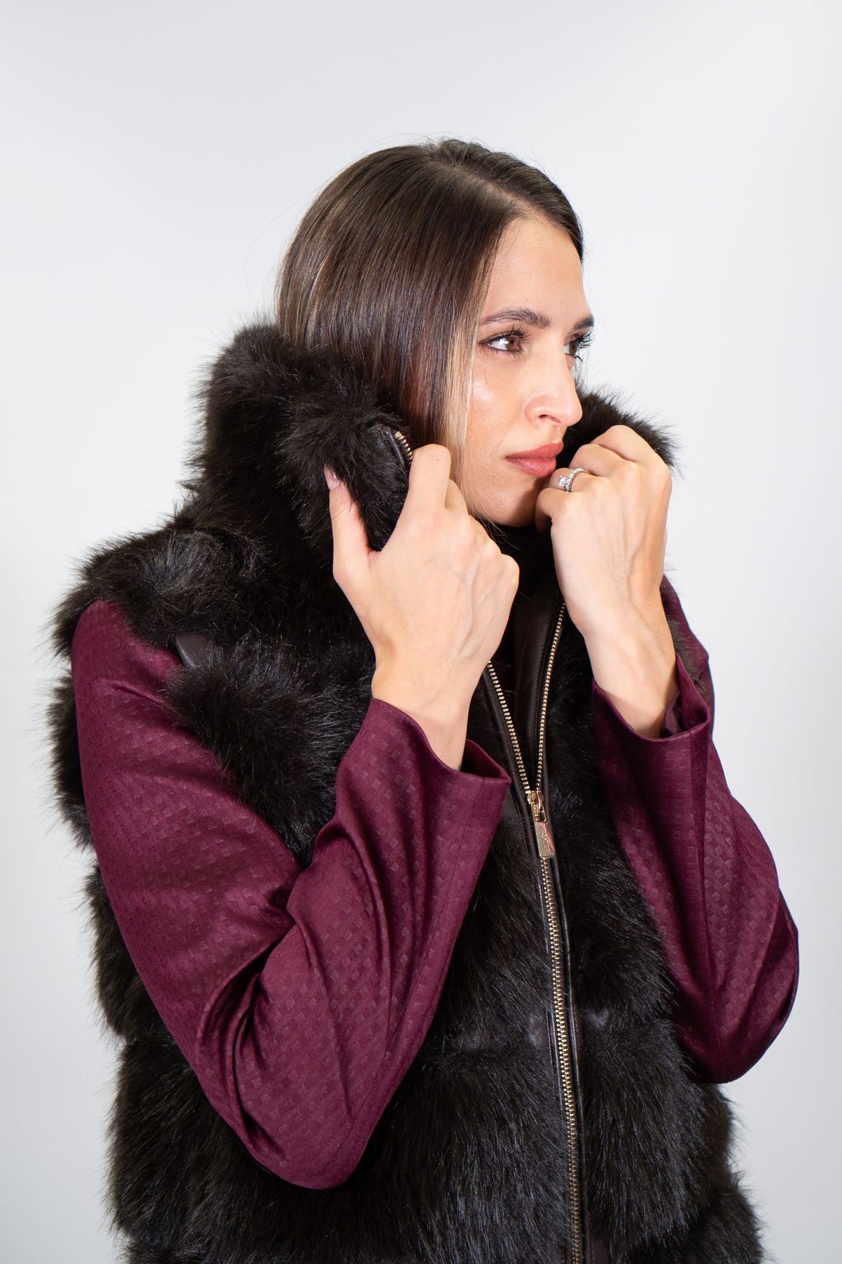 Yes Zee - Smanicato lungo faux fur - Donna