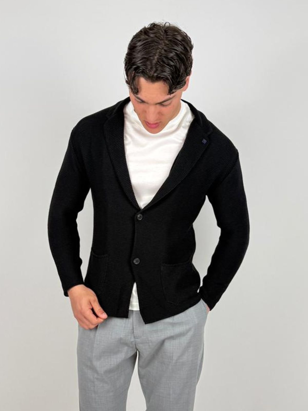 Outfit - Giacca Monopetto In Maglia - Uomo - World Fashion