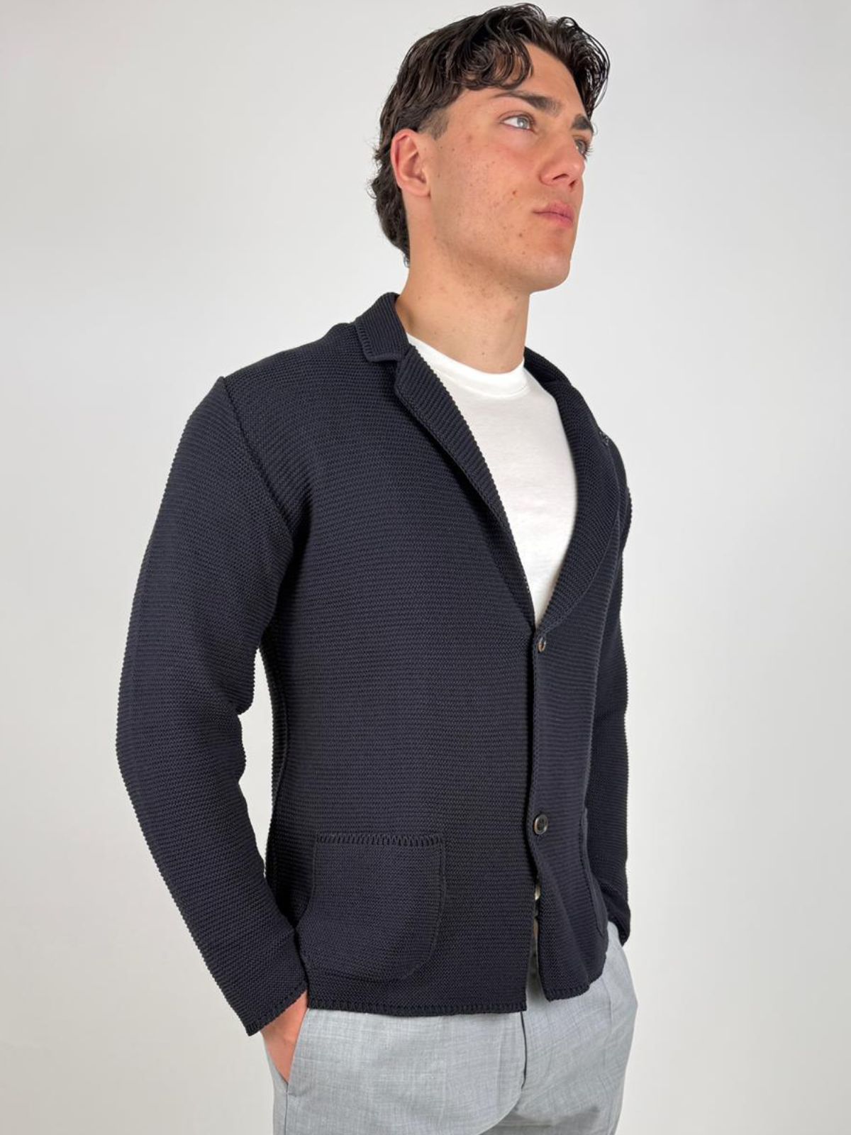 Outfit - Giacca Monopetto In Maglia - Uomo - World Fashion